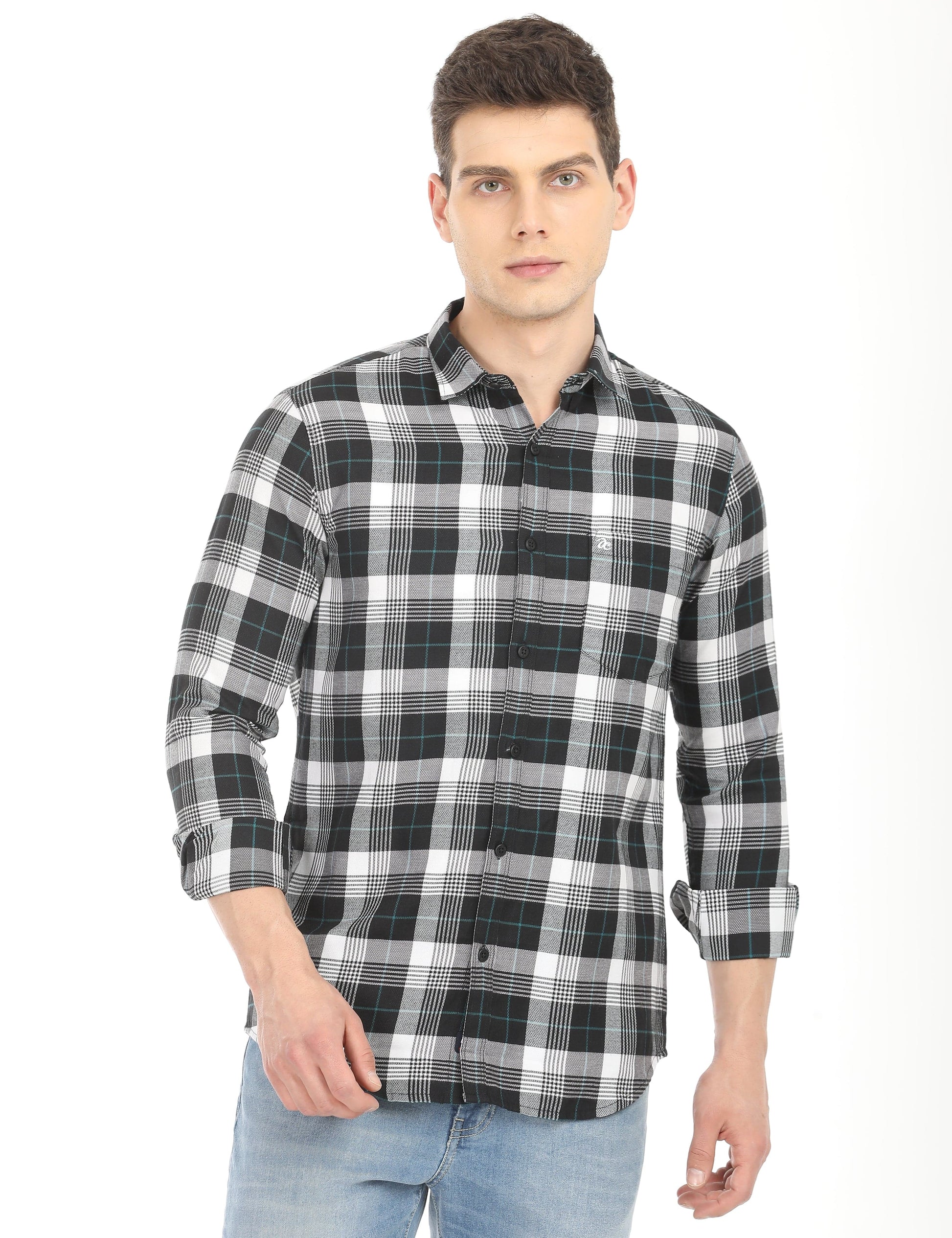 Men's Slim Fit Checks Full Sleeves Casual Shirt