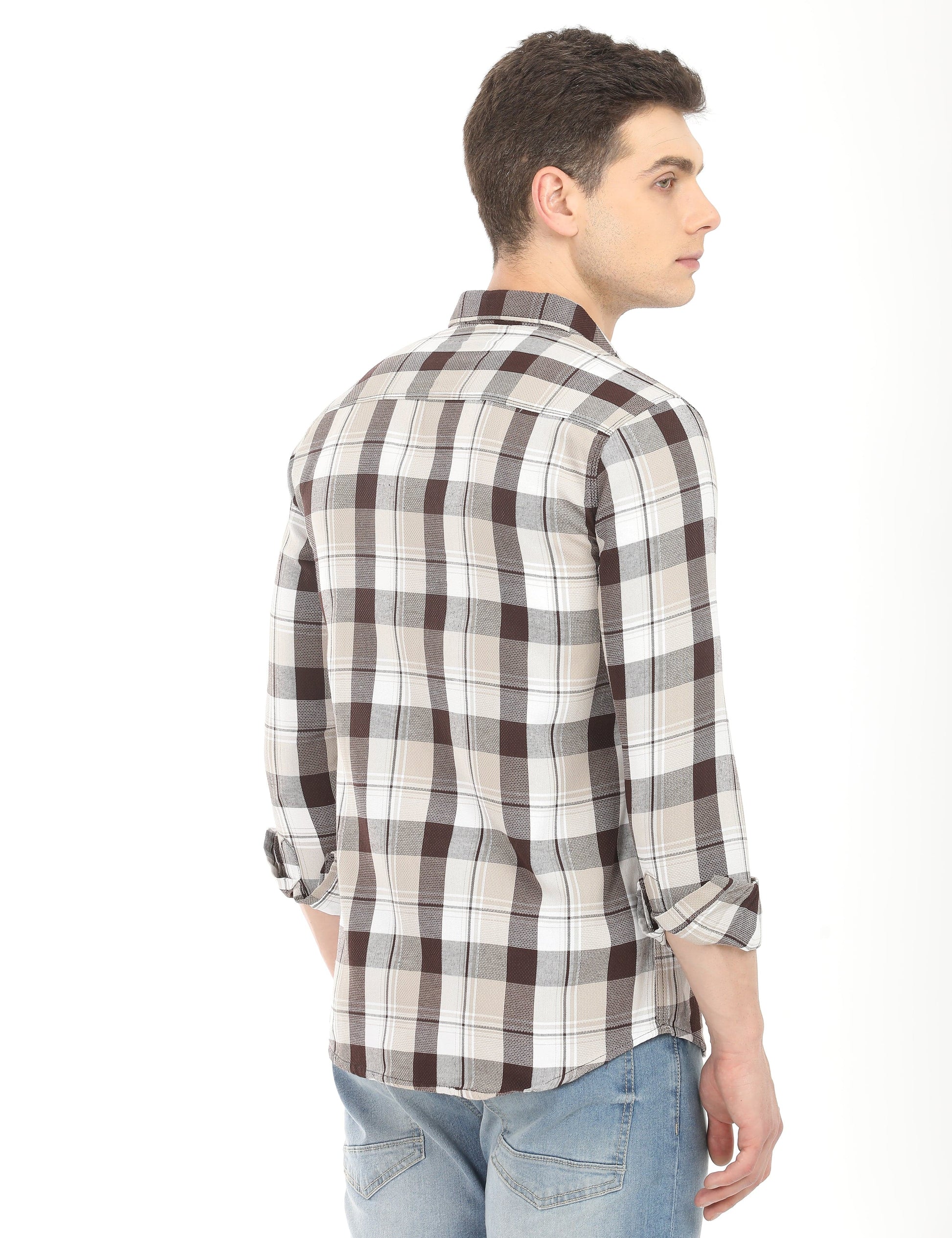 Men's Slim Fit Checks Full Sleeves Casual Shirt