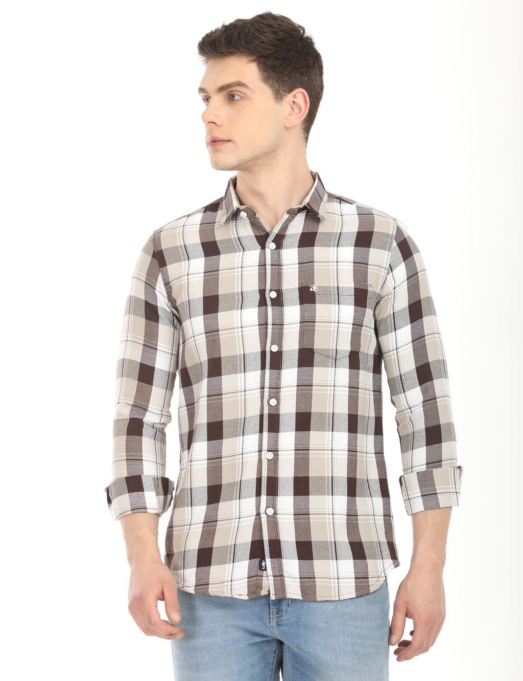 Men's Slim Fit Checks Full Sleeves Casual Shirt
