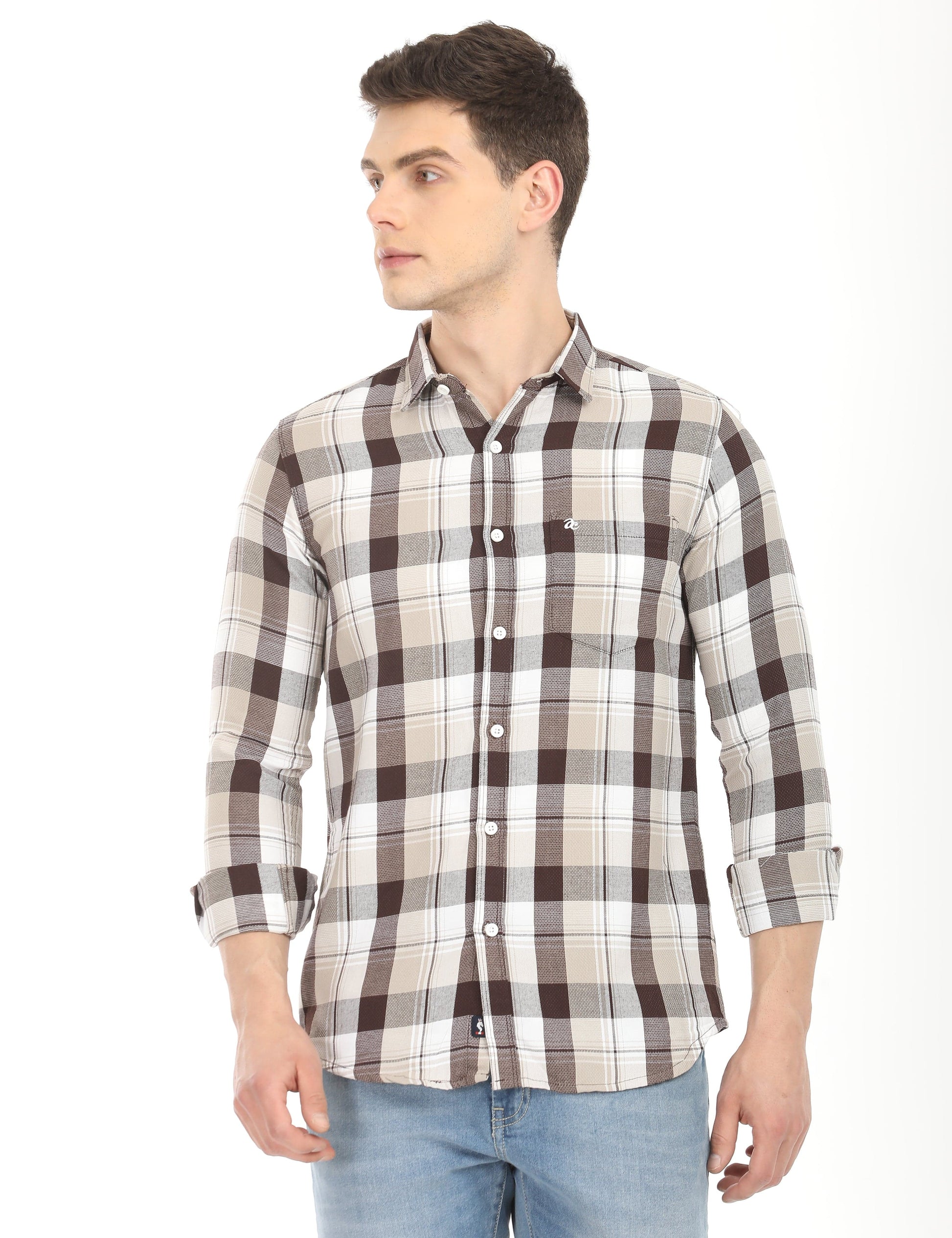 Men's Slim Fit Checks Full Sleeves Casual Shirt