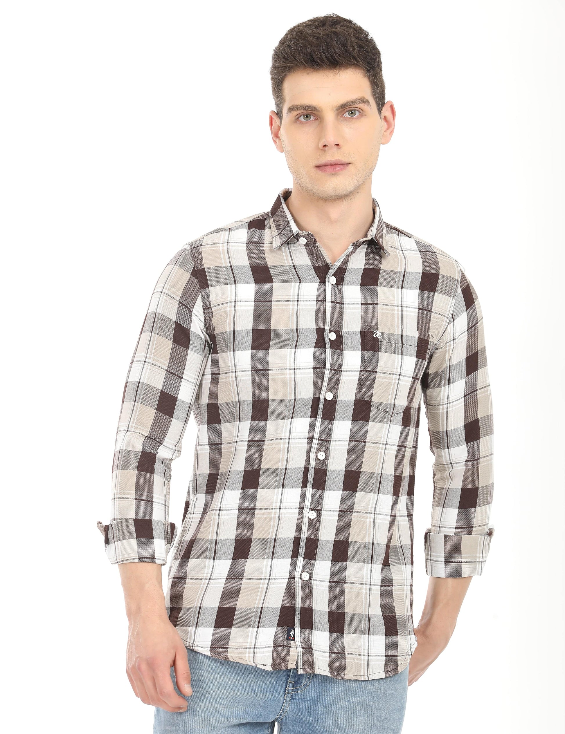 Men's Slim Fit Checks Full Sleeves Casual Shirt