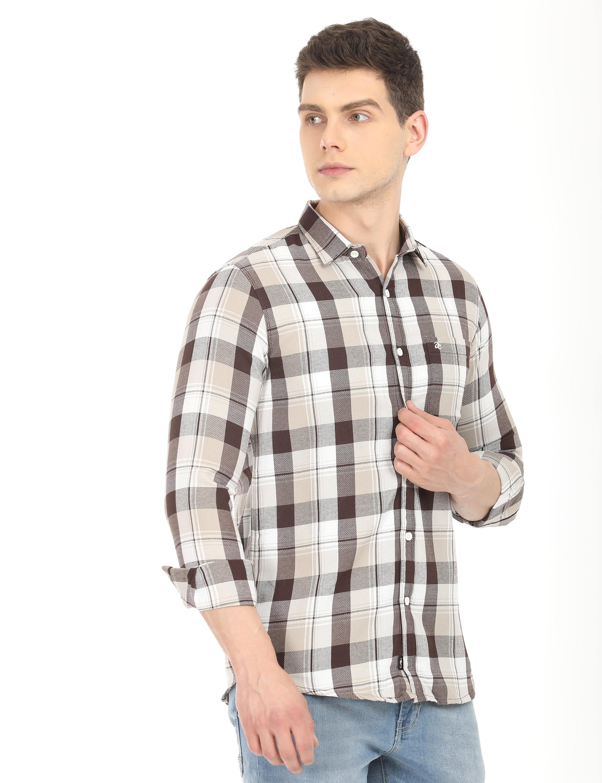 Men's Slim Fit Checks Full Sleeves Casual Shirt