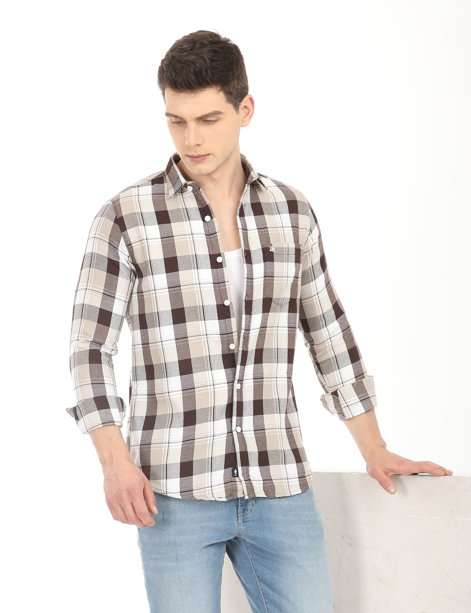 Men's Slim Fit Checks Full Sleeves Casual Shirt