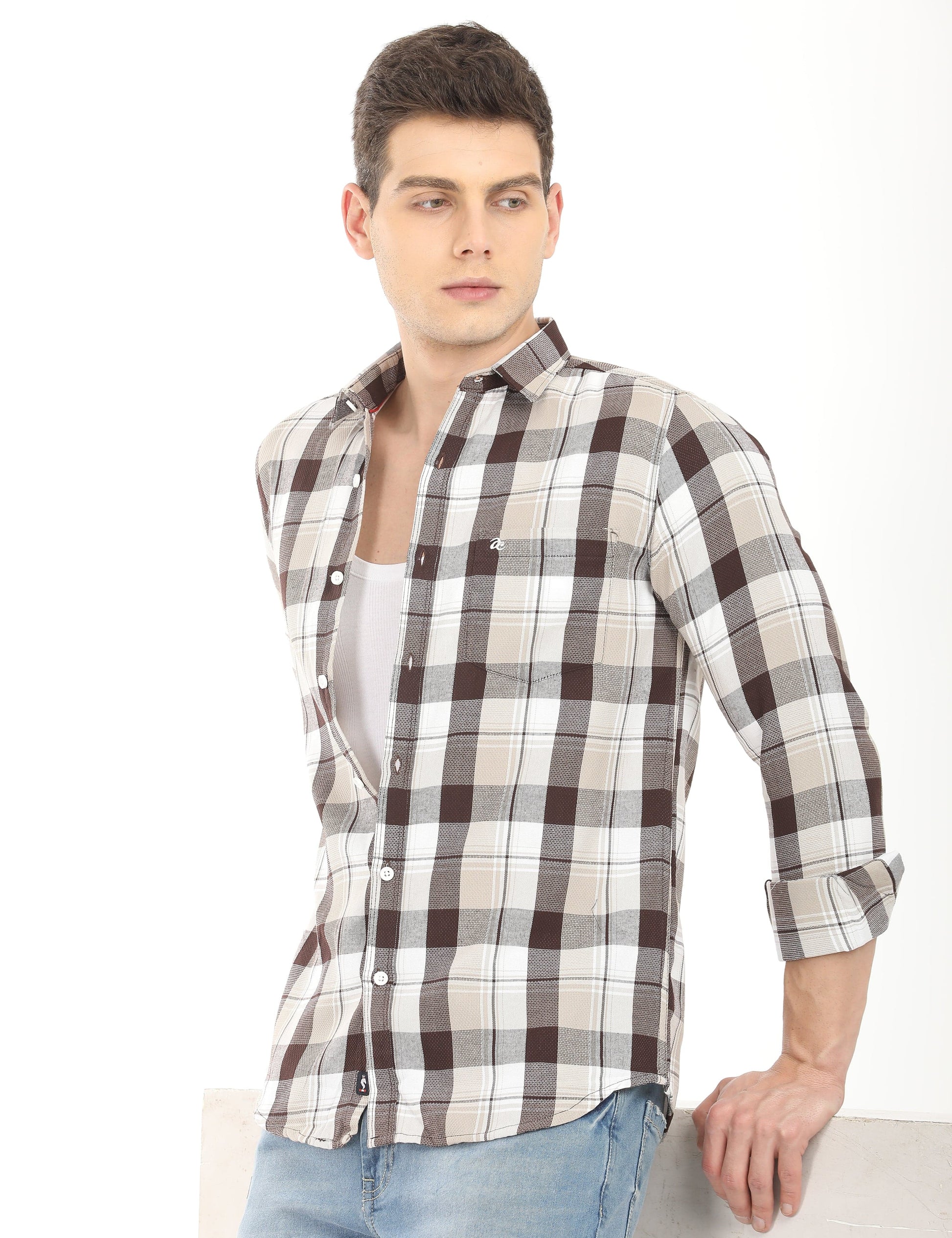 Men's Slim Fit Checks Full Sleeves Casual Shirt