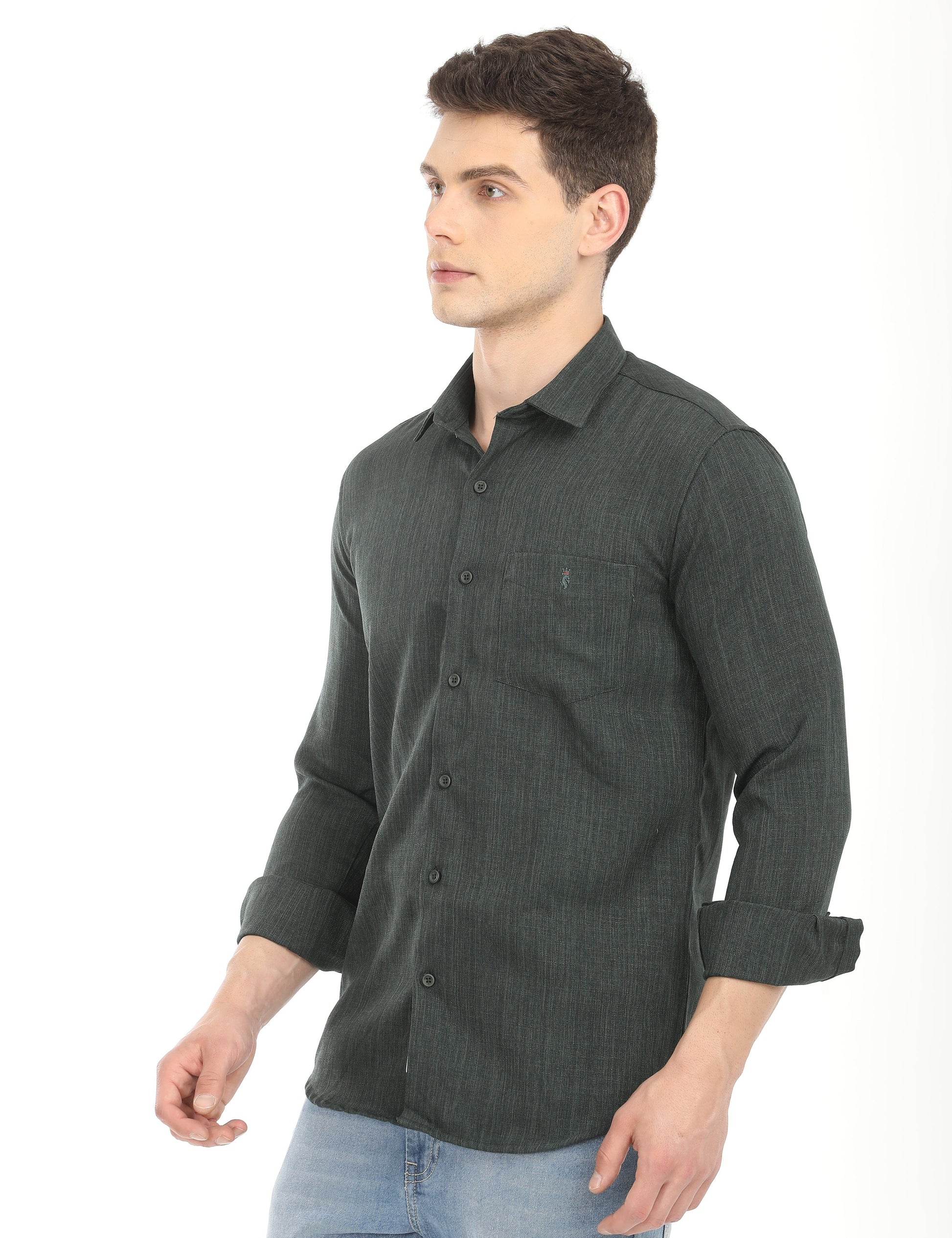 Men's Slim Fit Solid Full Sleeves Casual Shirt