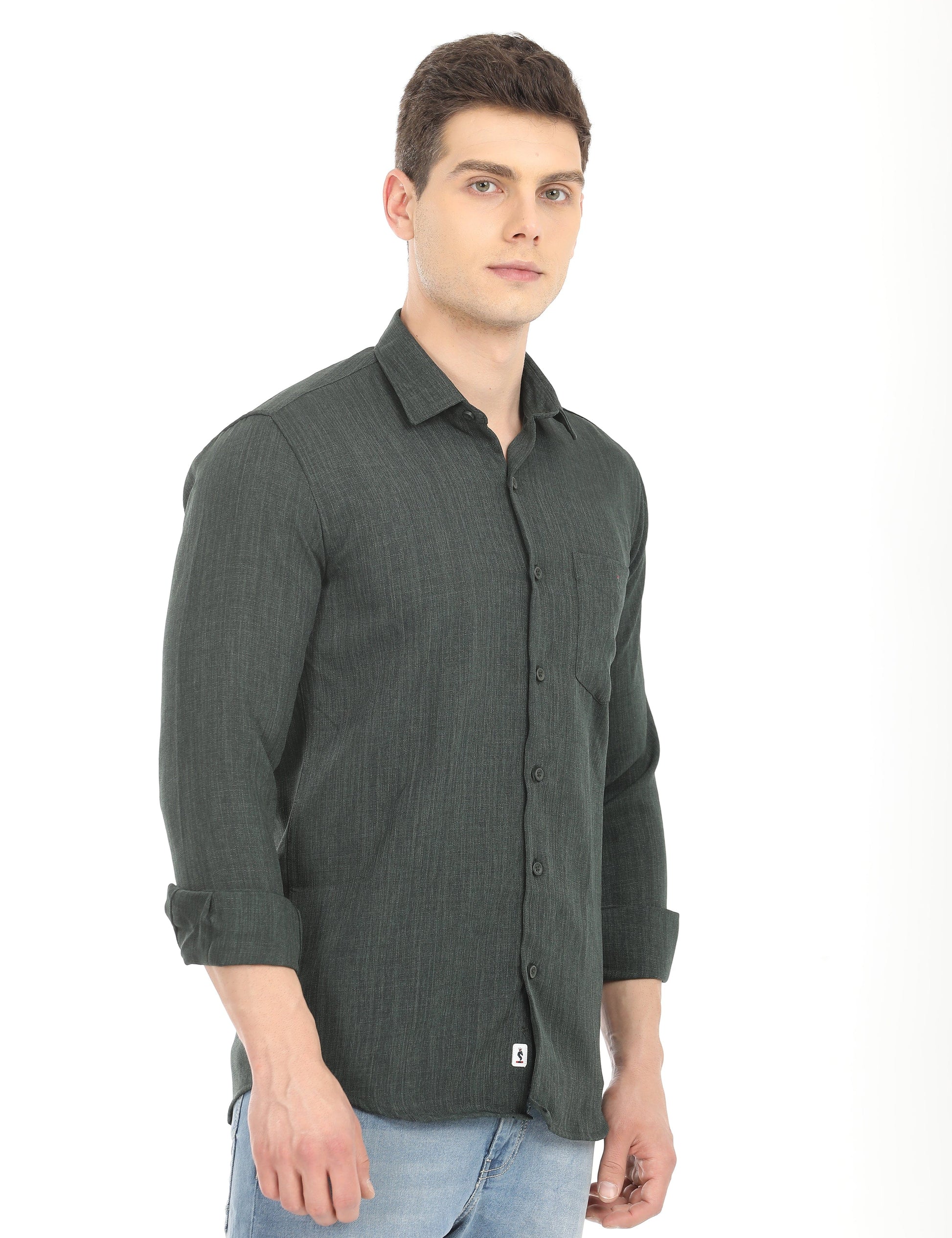 Men's Slim Fit Solid Full Sleeves Casual Shirt