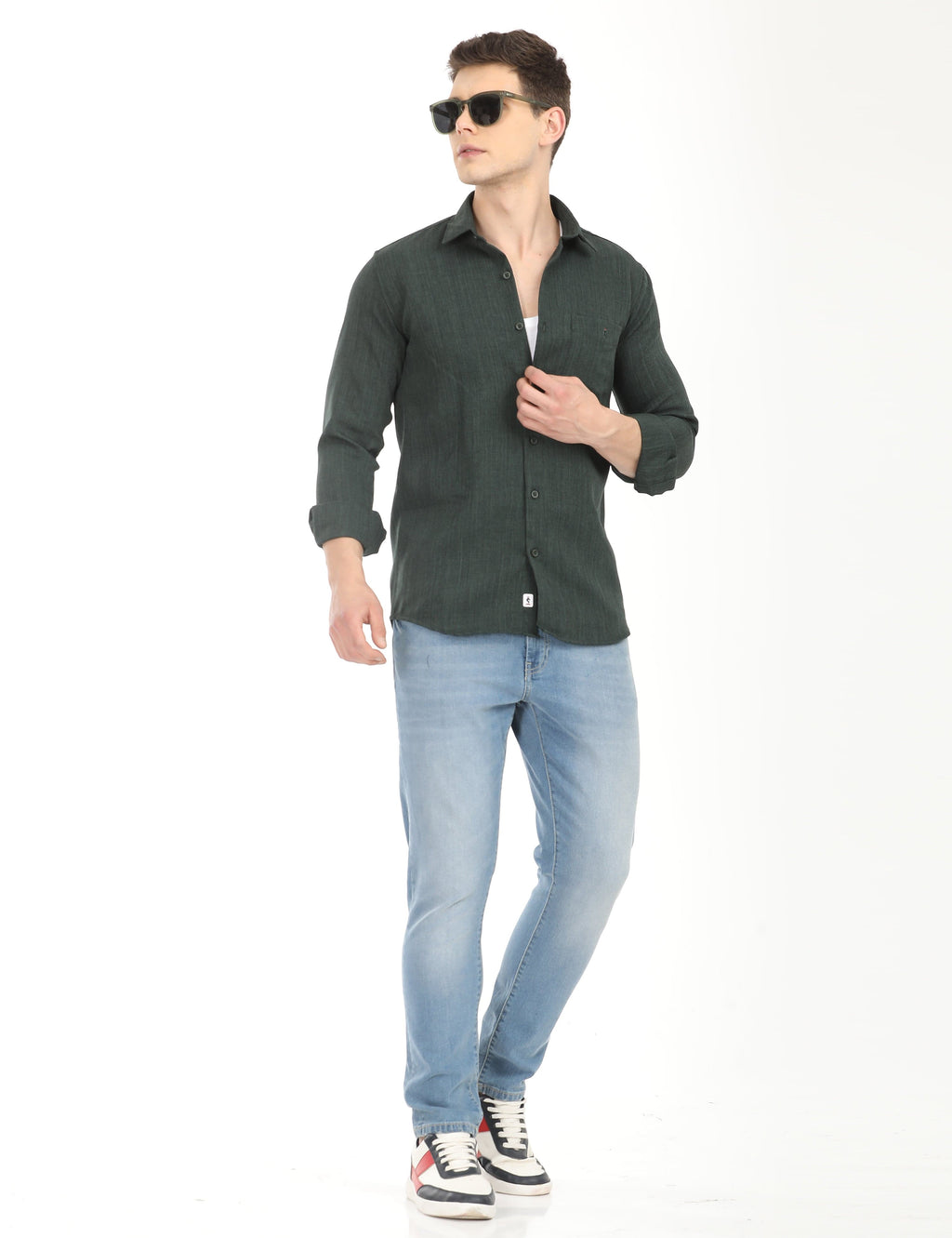 Men's Slim Fit Solid Full Sleeves Casual Shirt