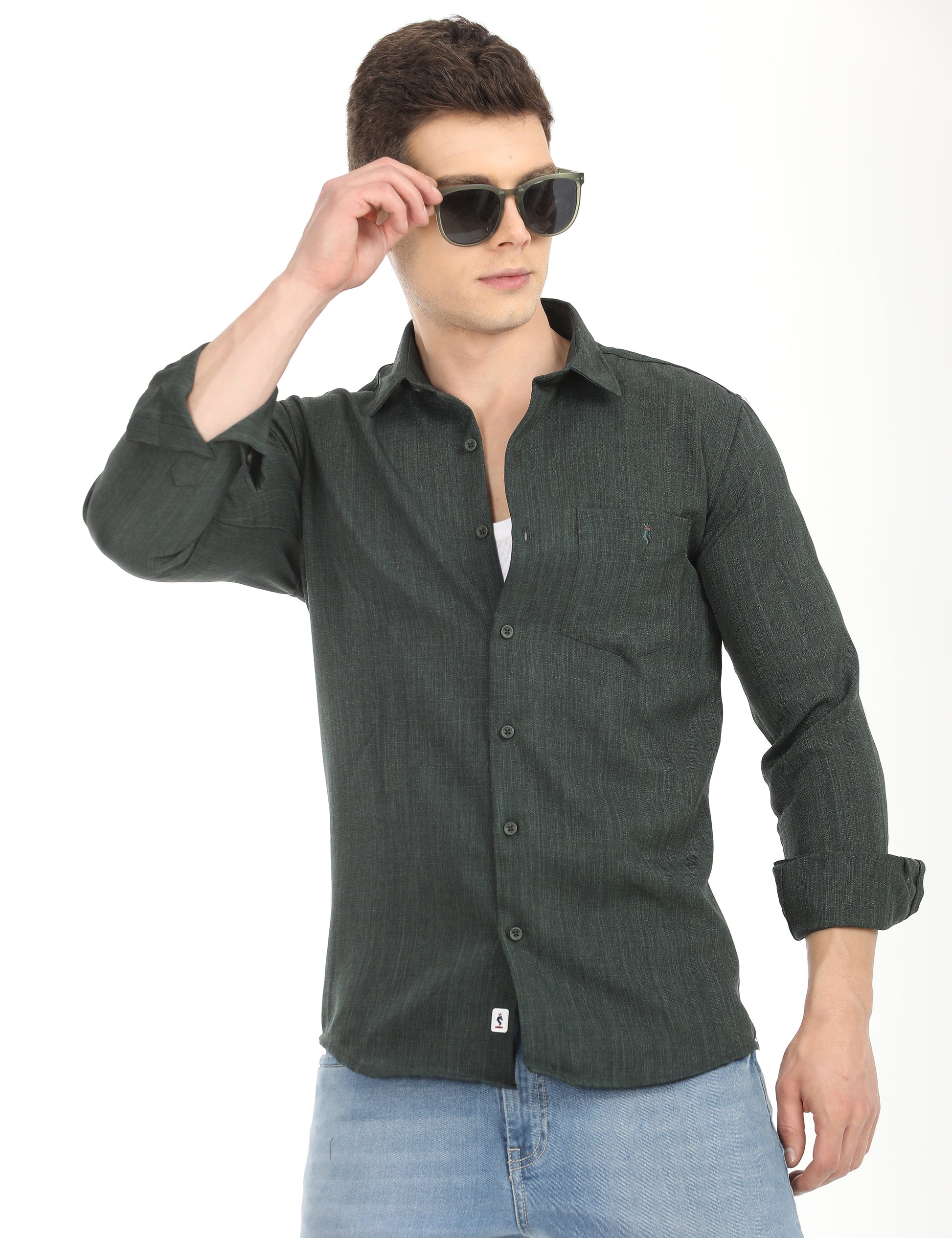 Men's Slim Fit Solid Full Sleeves Casual Shirt