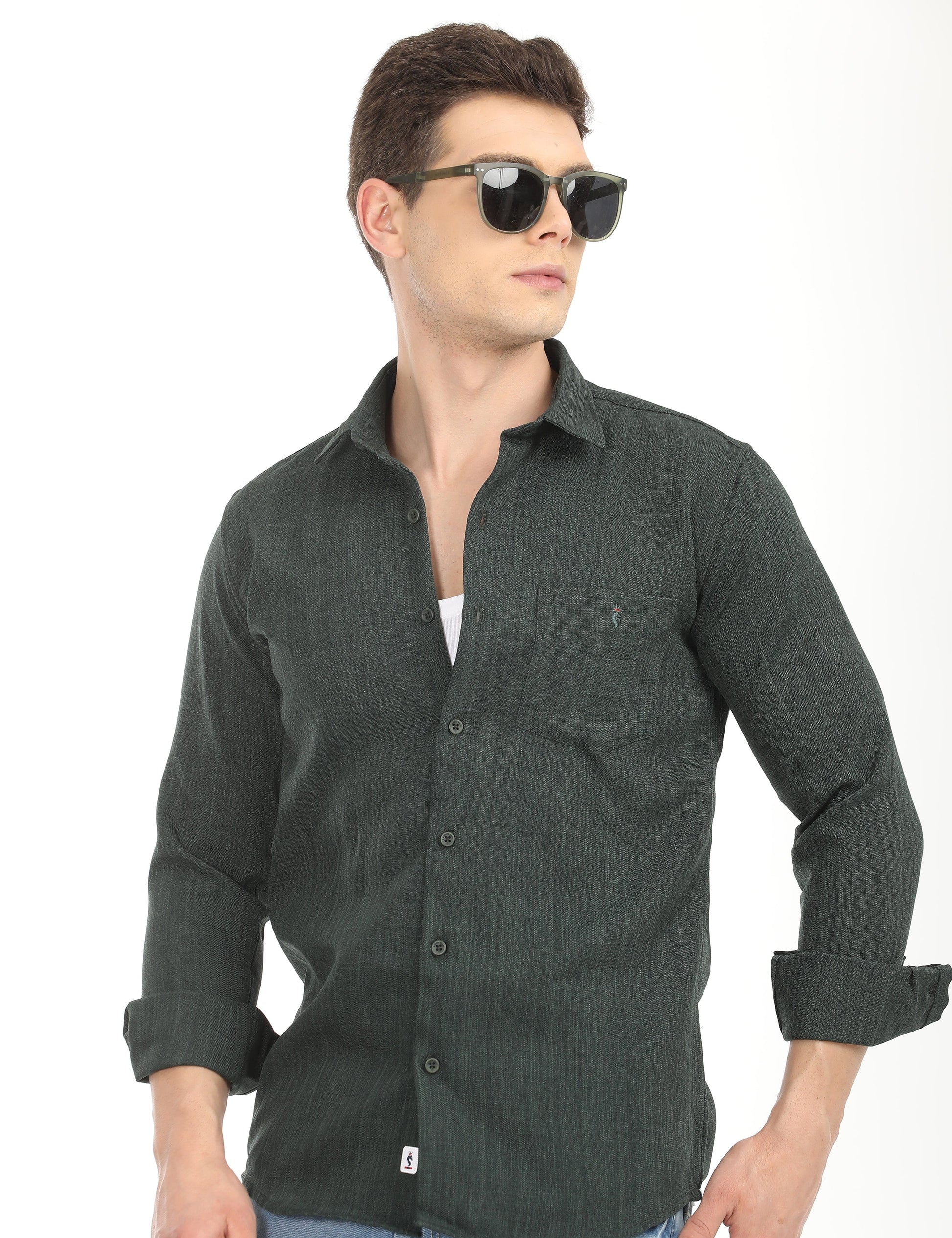 Men's Slim Fit Solid Full Sleeves Casual Shirt