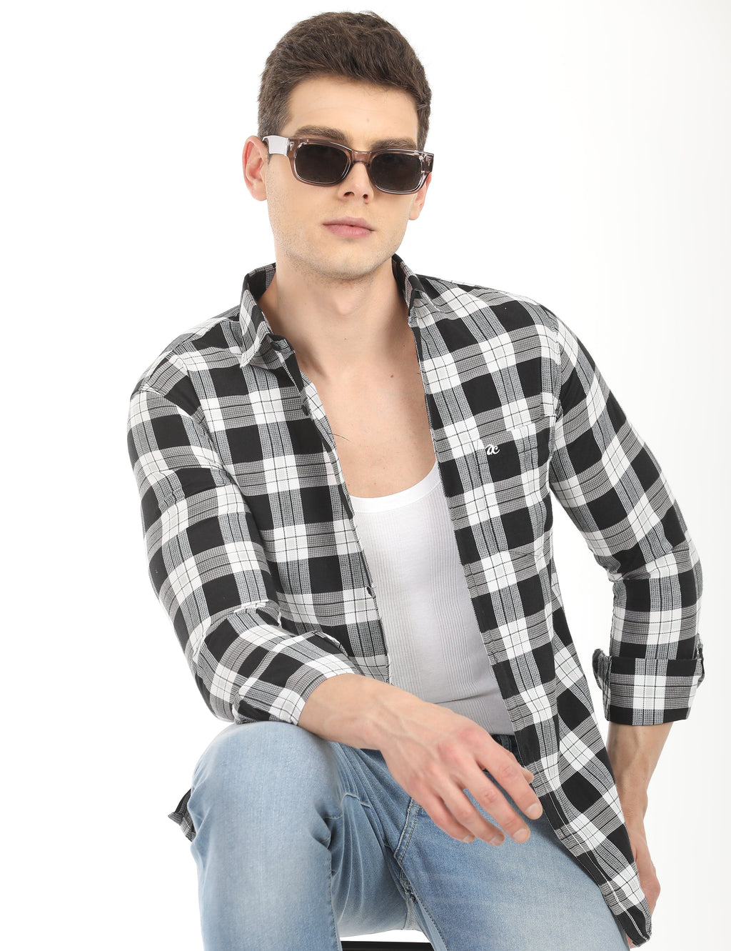 Men's Slim Fit Checks Full Sleeves Casual Shirt