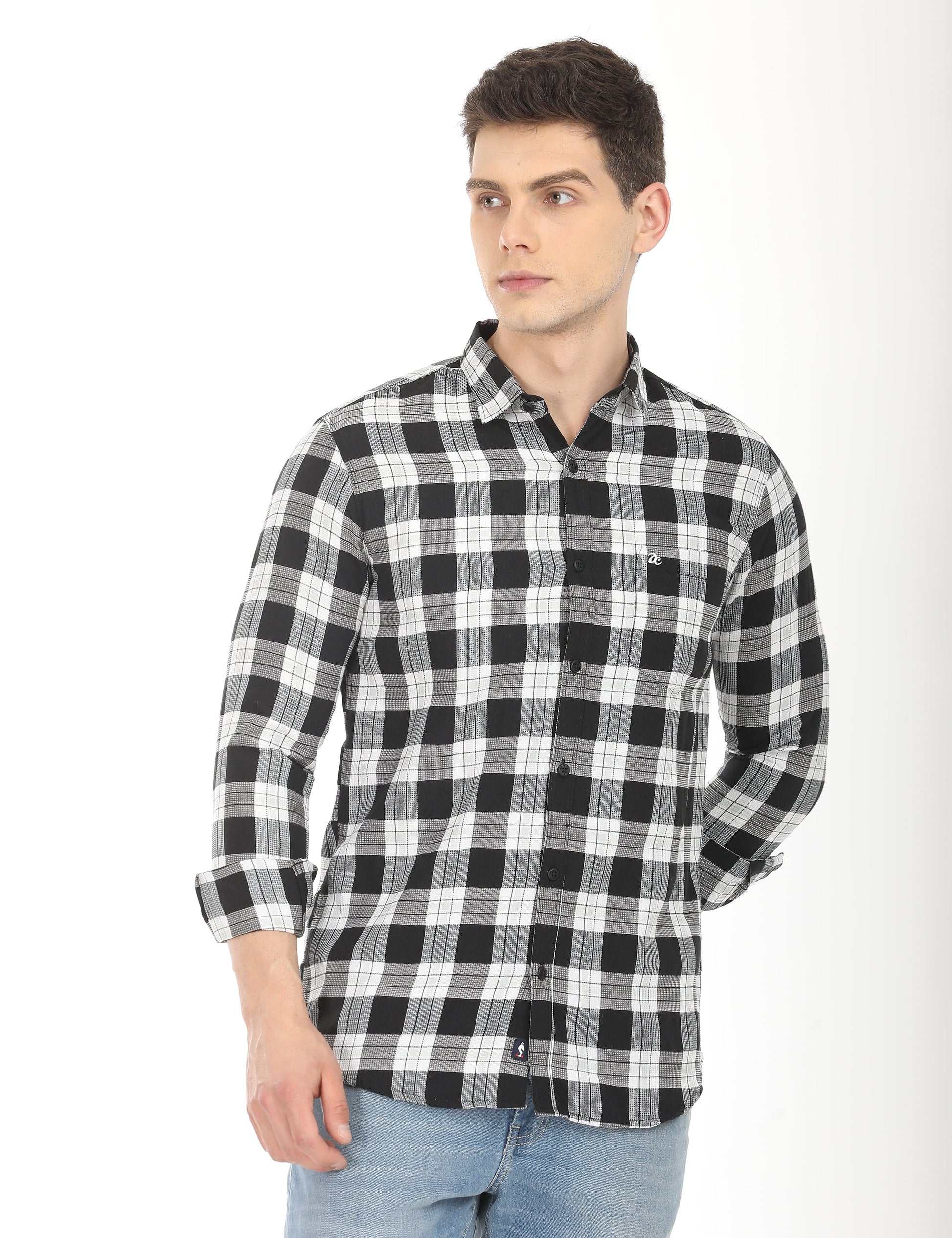 Men's Slim Fit Checks Full Sleeves Casual Shirt