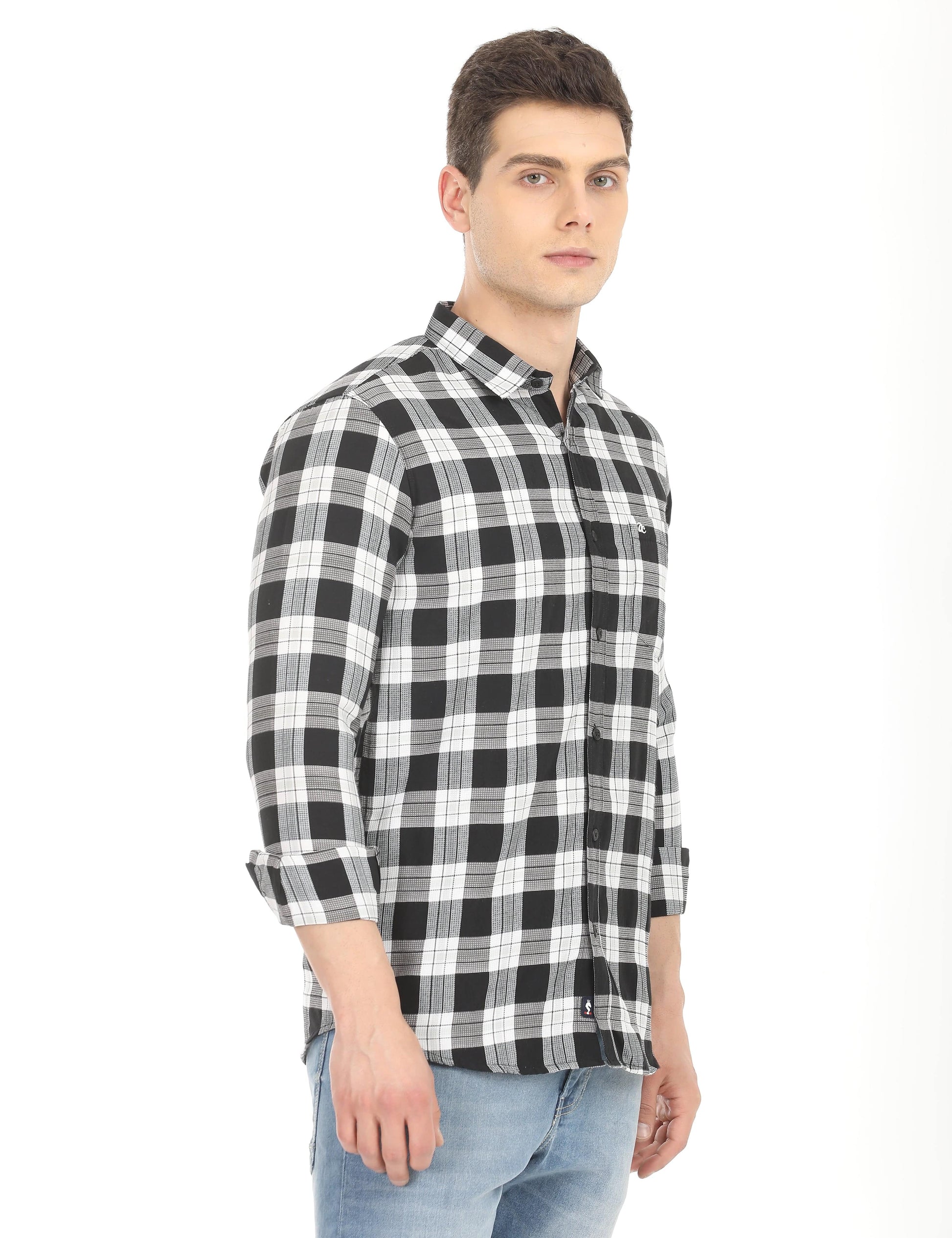 Men's Slim Fit Checks Full Sleeves Casual Shirt