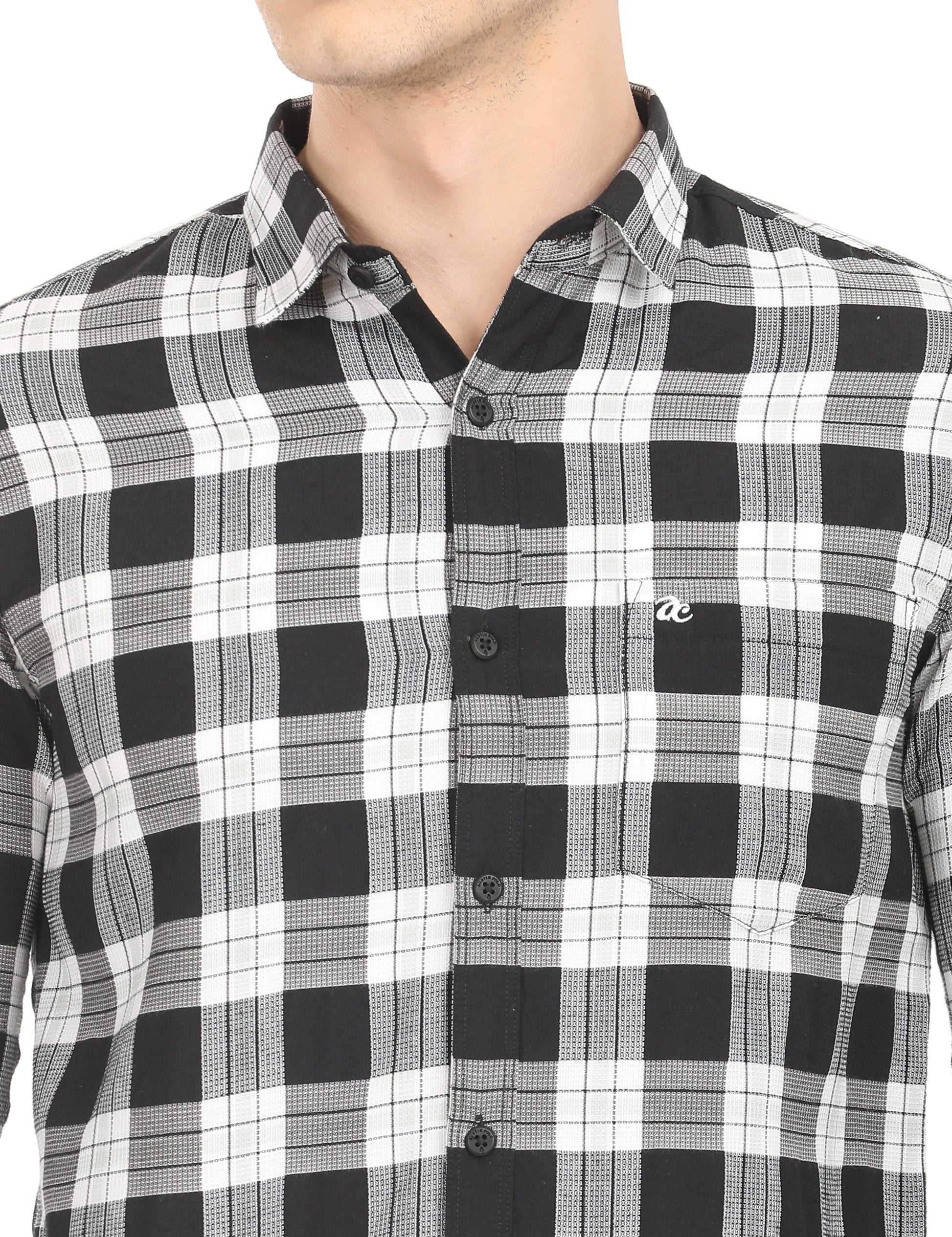 Men's Slim Fit Checks Full Sleeves Casual Shirt