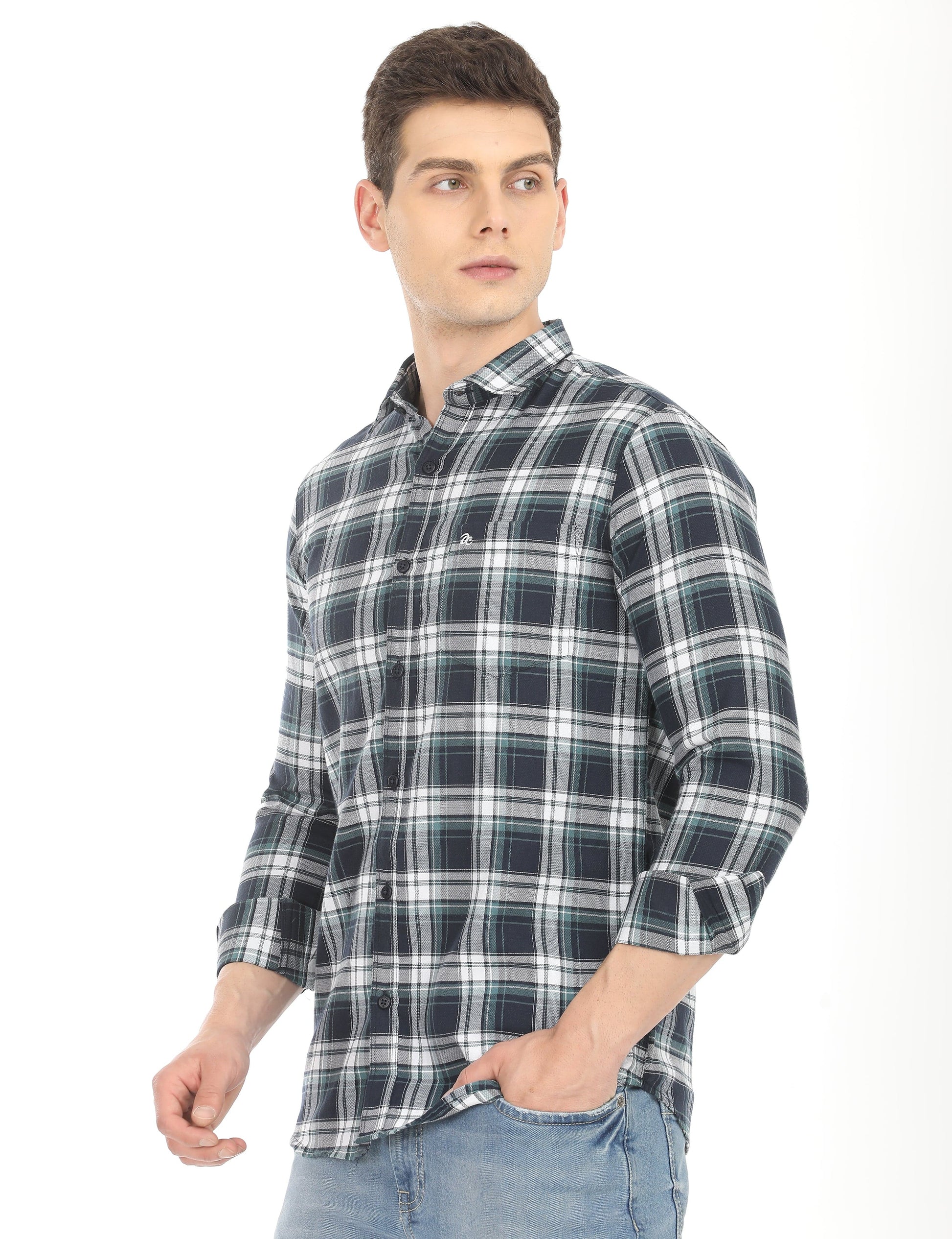 Men's Slim Fit Checks Full Sleeves Casual Shirt