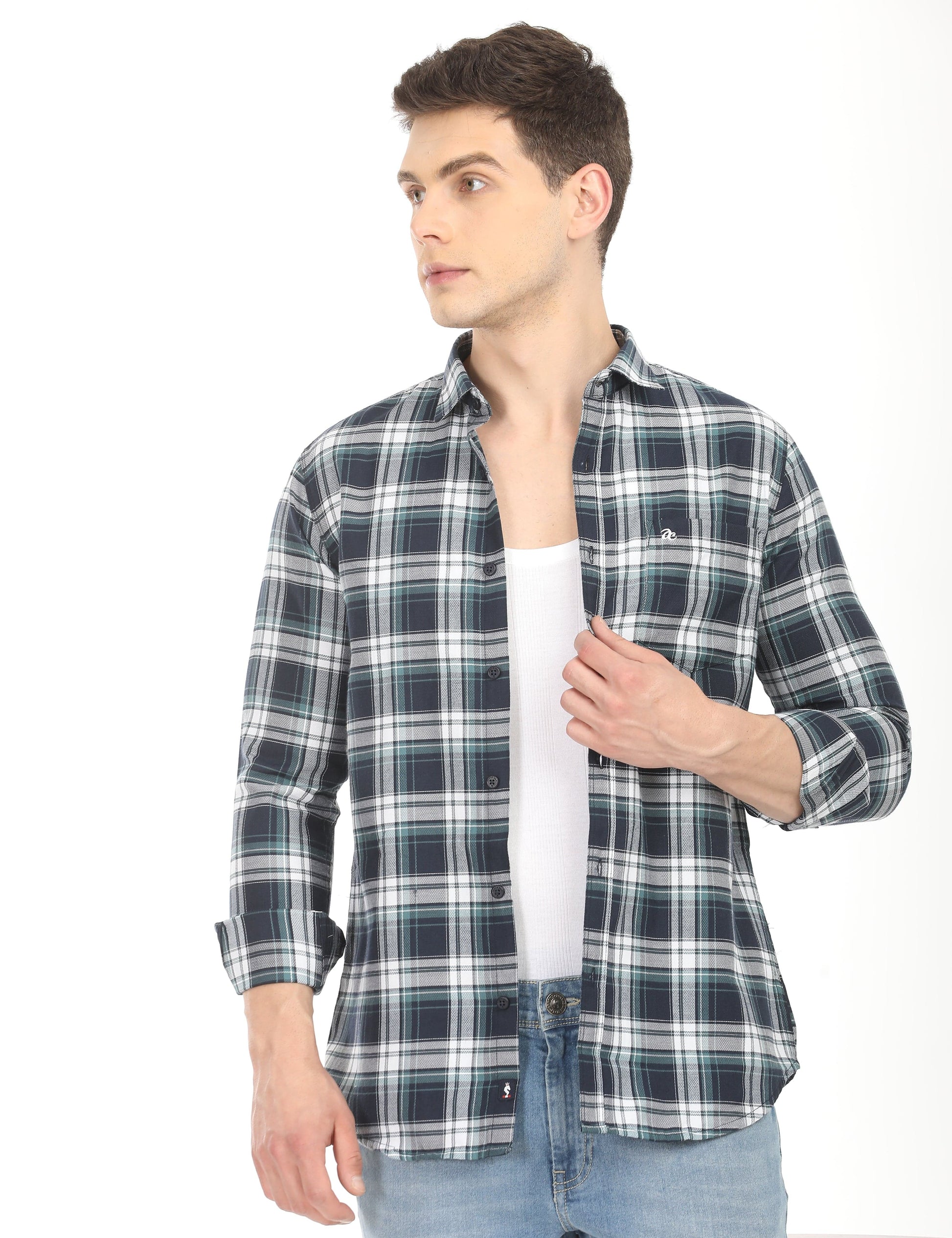 Men's Slim Fit Checks Full Sleeves Casual Shirt