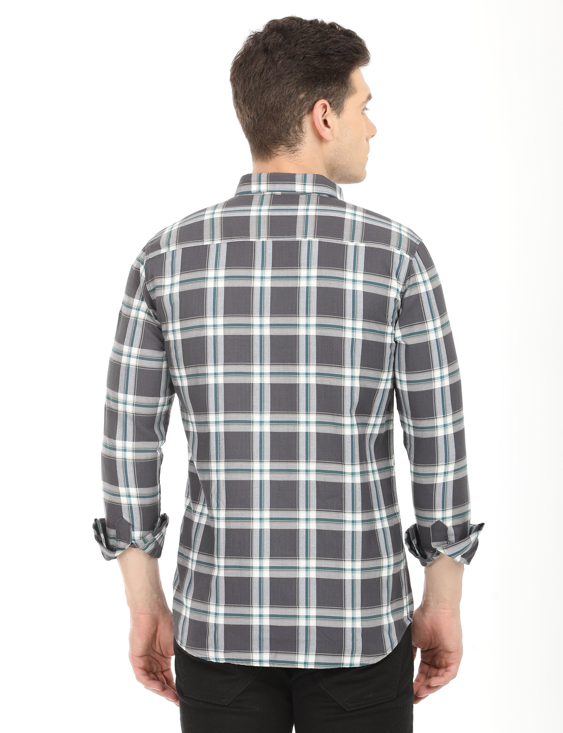 Men's Slim Fit Checks Full Sleeves Casual Shirt