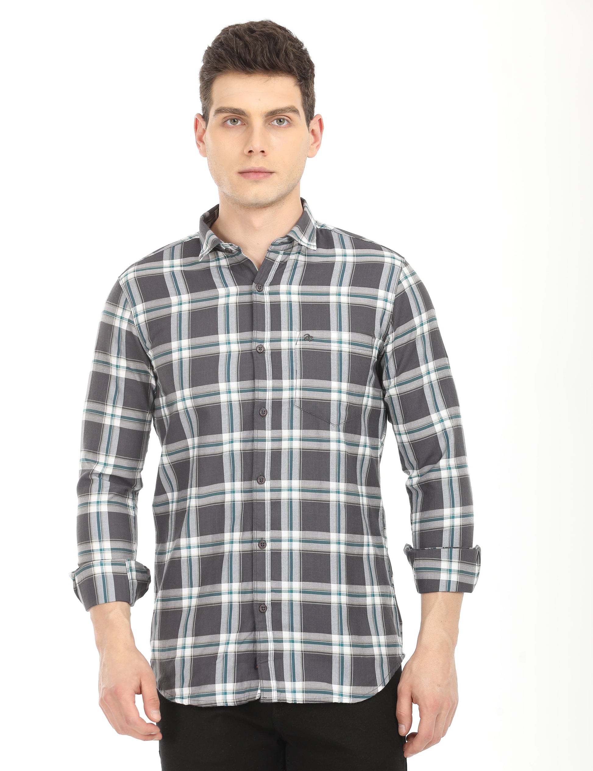 Men's Slim Fit Checks Full Sleeves Casual Shirt