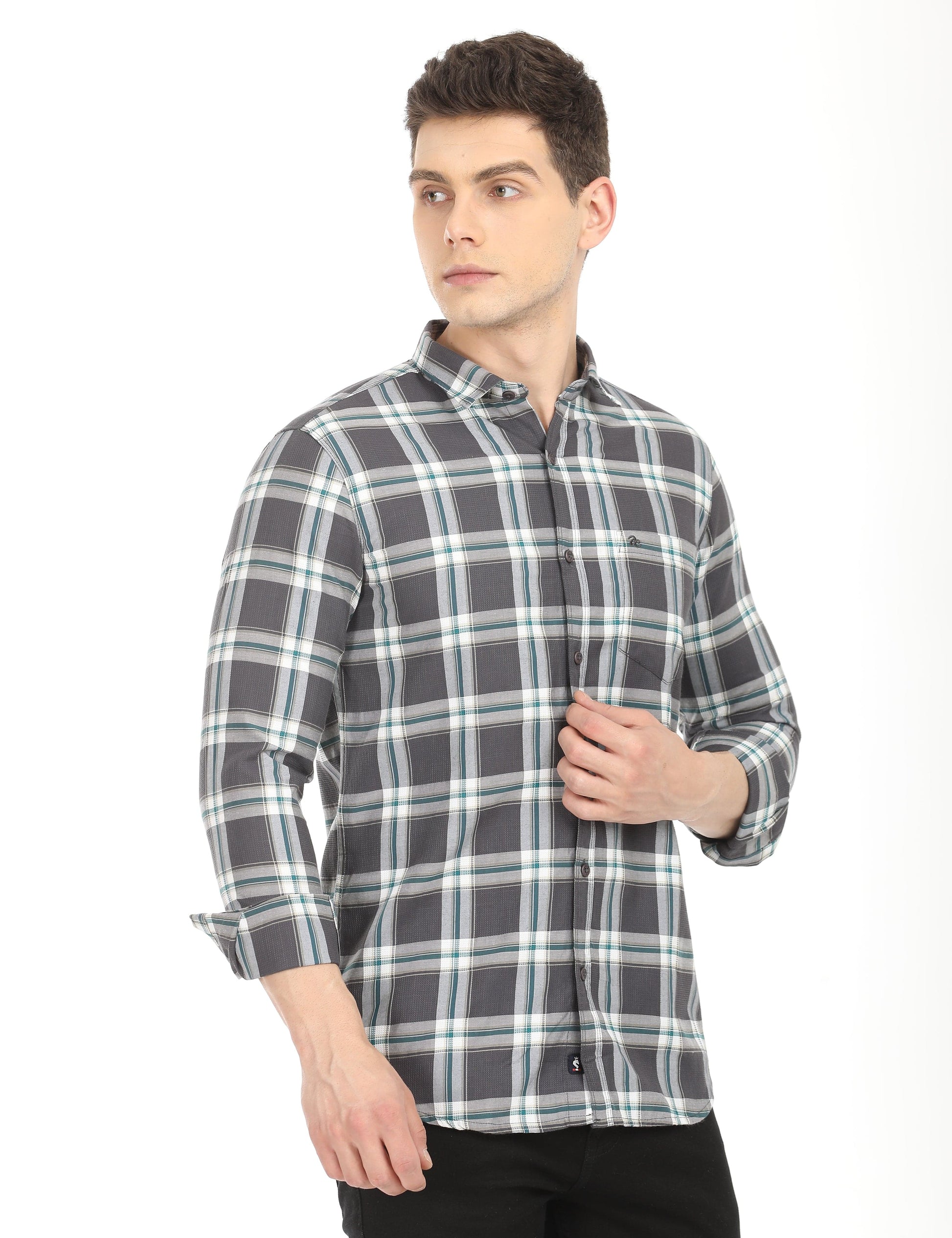 Men's Slim Fit Checks Full Sleeves Casual Shirt