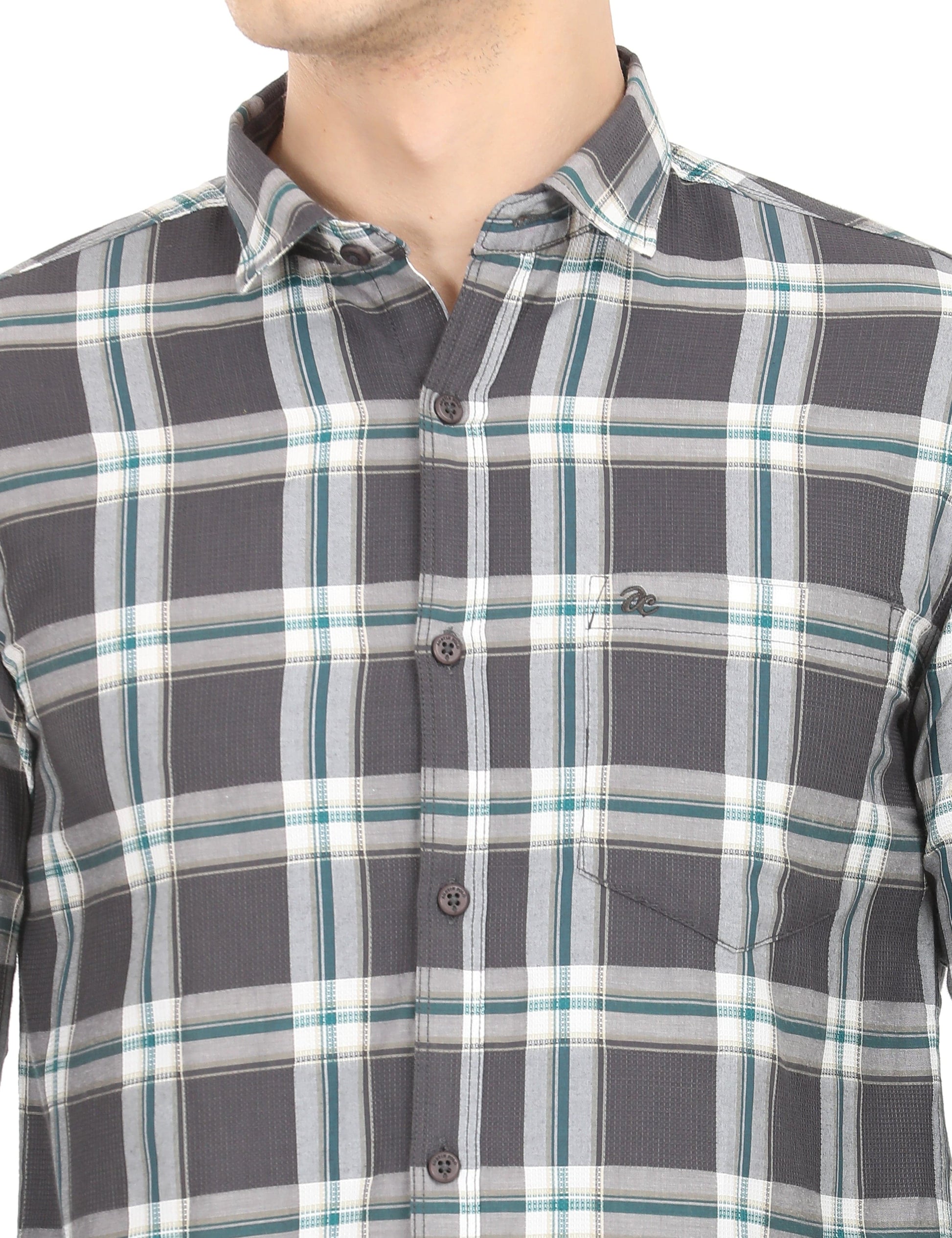 Men's Slim Fit Checks Full Sleeves Casual Shirt
