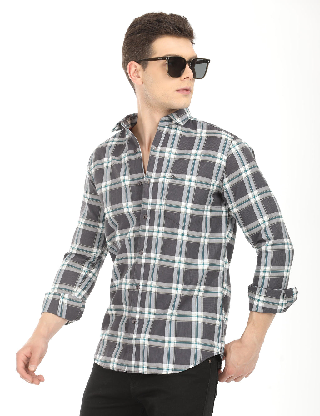 Men's Slim Fit Checks Full Sleeves Casual Shirt