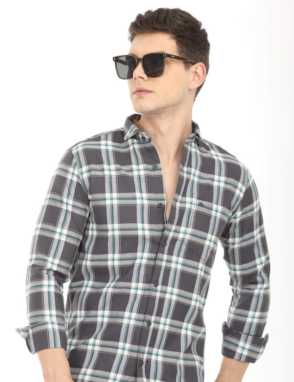 Men's Slim Fit Checks Full Sleeves Casual Shirt
