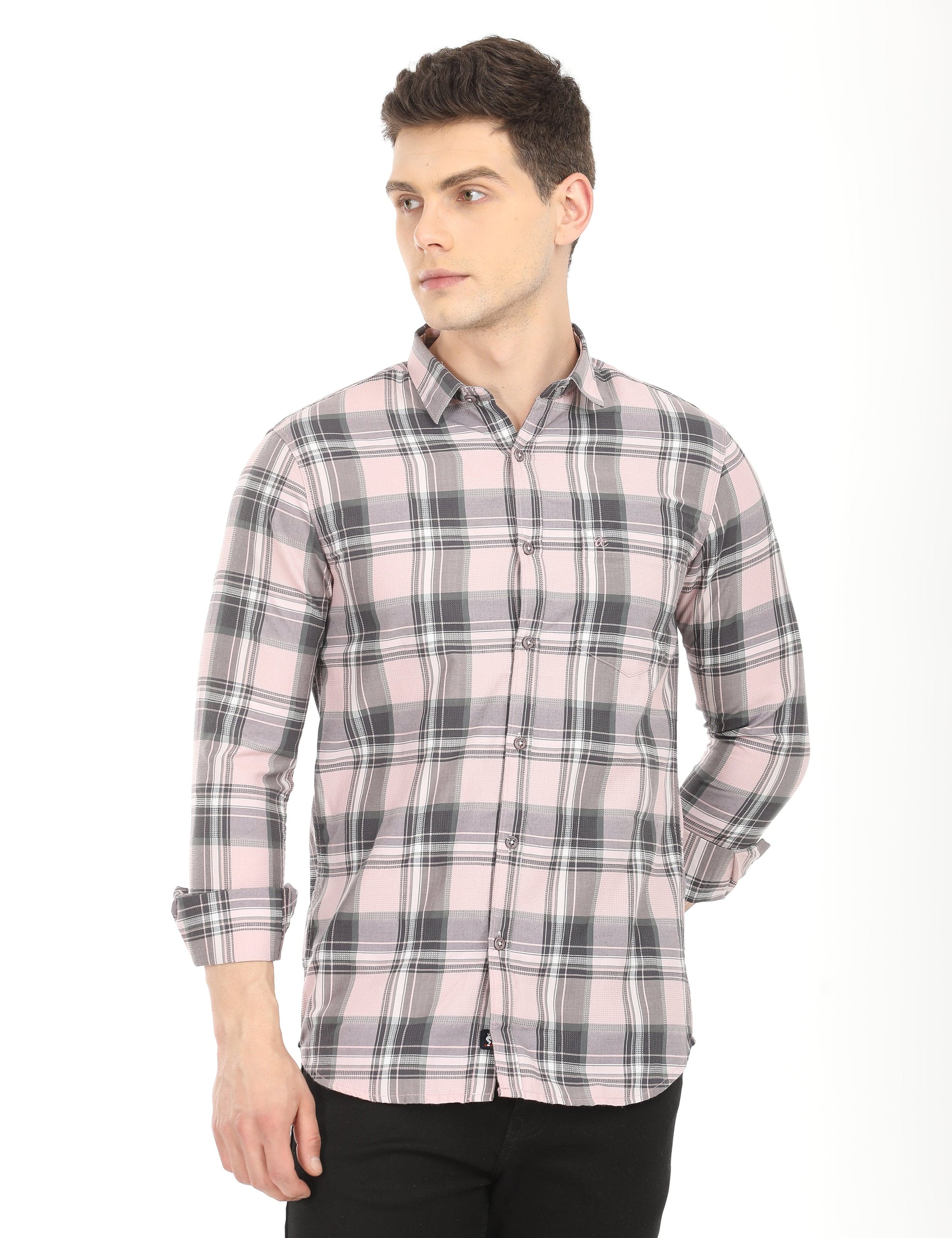 Men's Slim Fit Checks Full Sleeves Casual Shirt