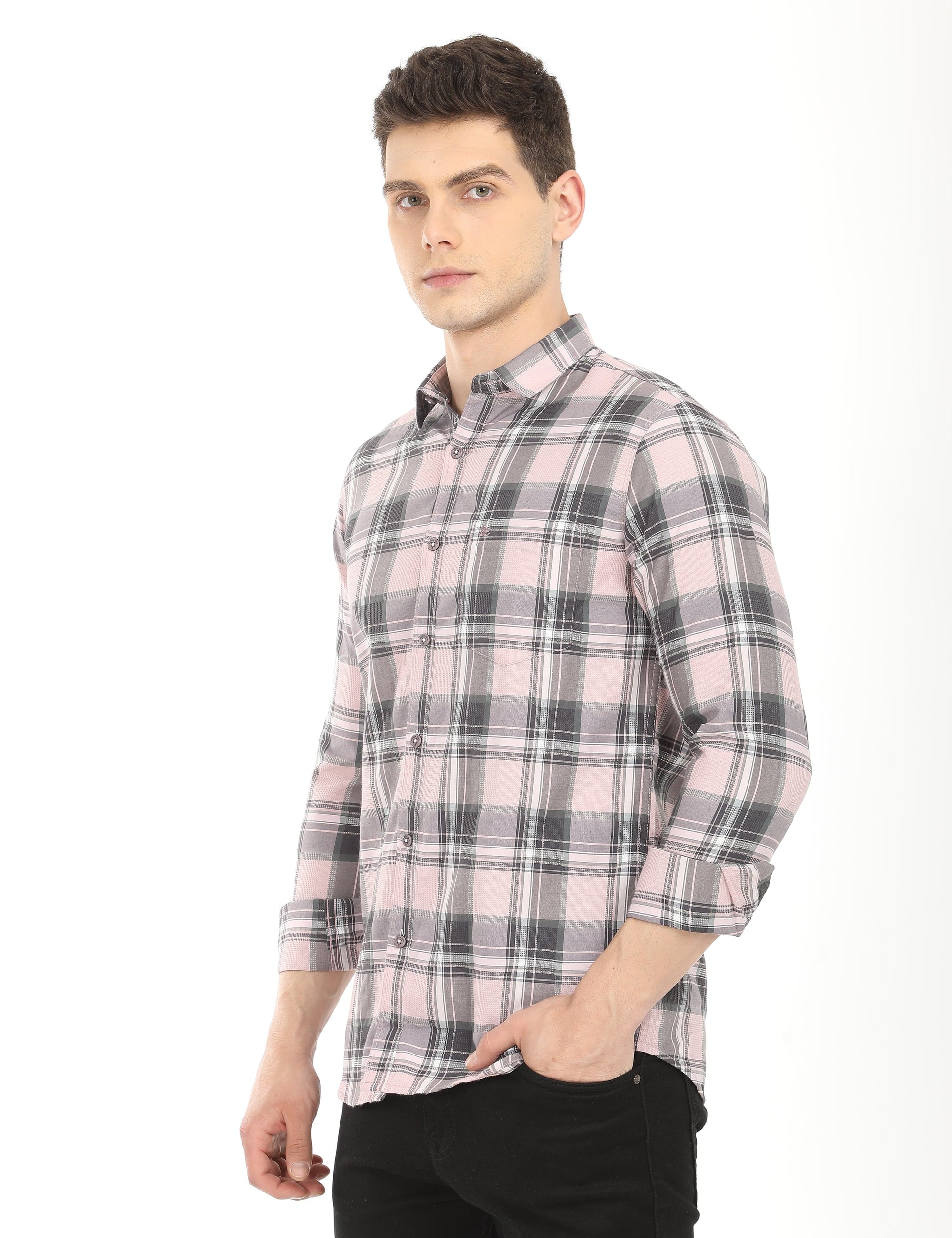 Men's Slim Fit Checks Full Sleeves Casual Shirt