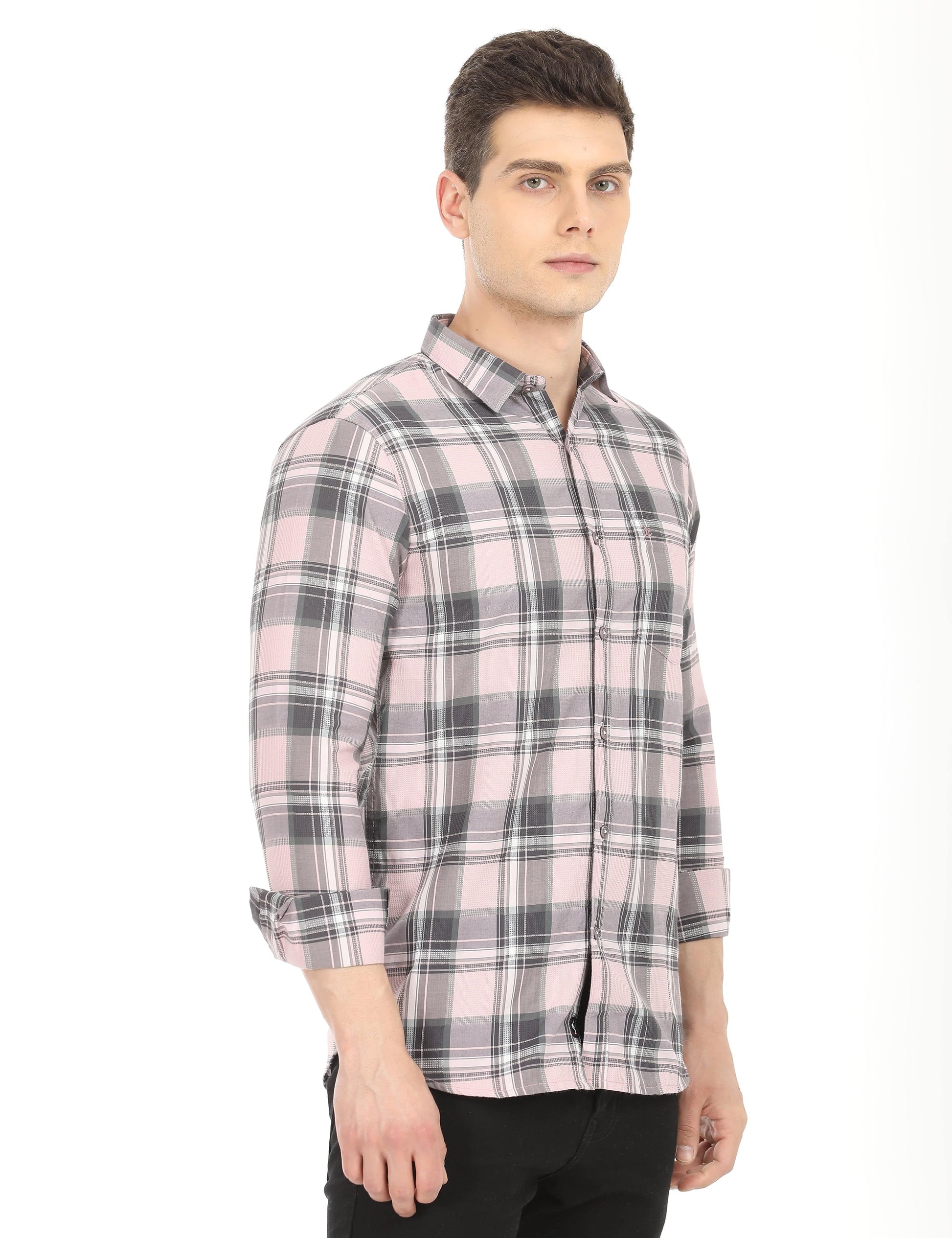 Men's Slim Fit Checks Full Sleeves Casual Shirt