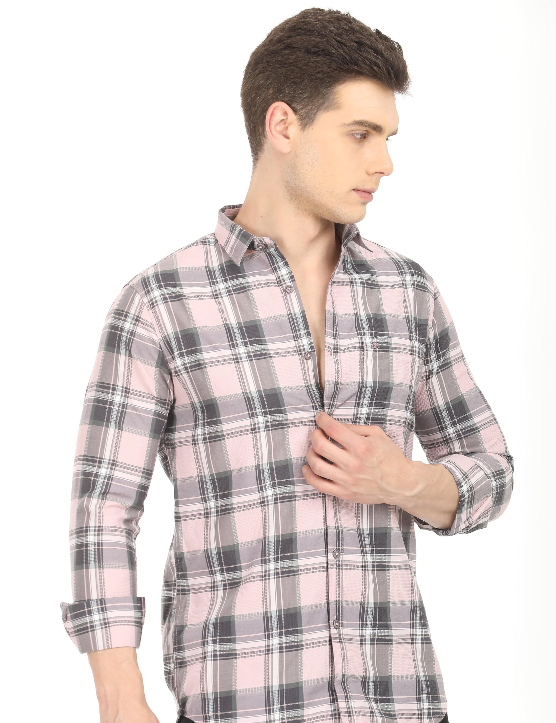 Men's Slim Fit Checks Full Sleeves Casual Shirt