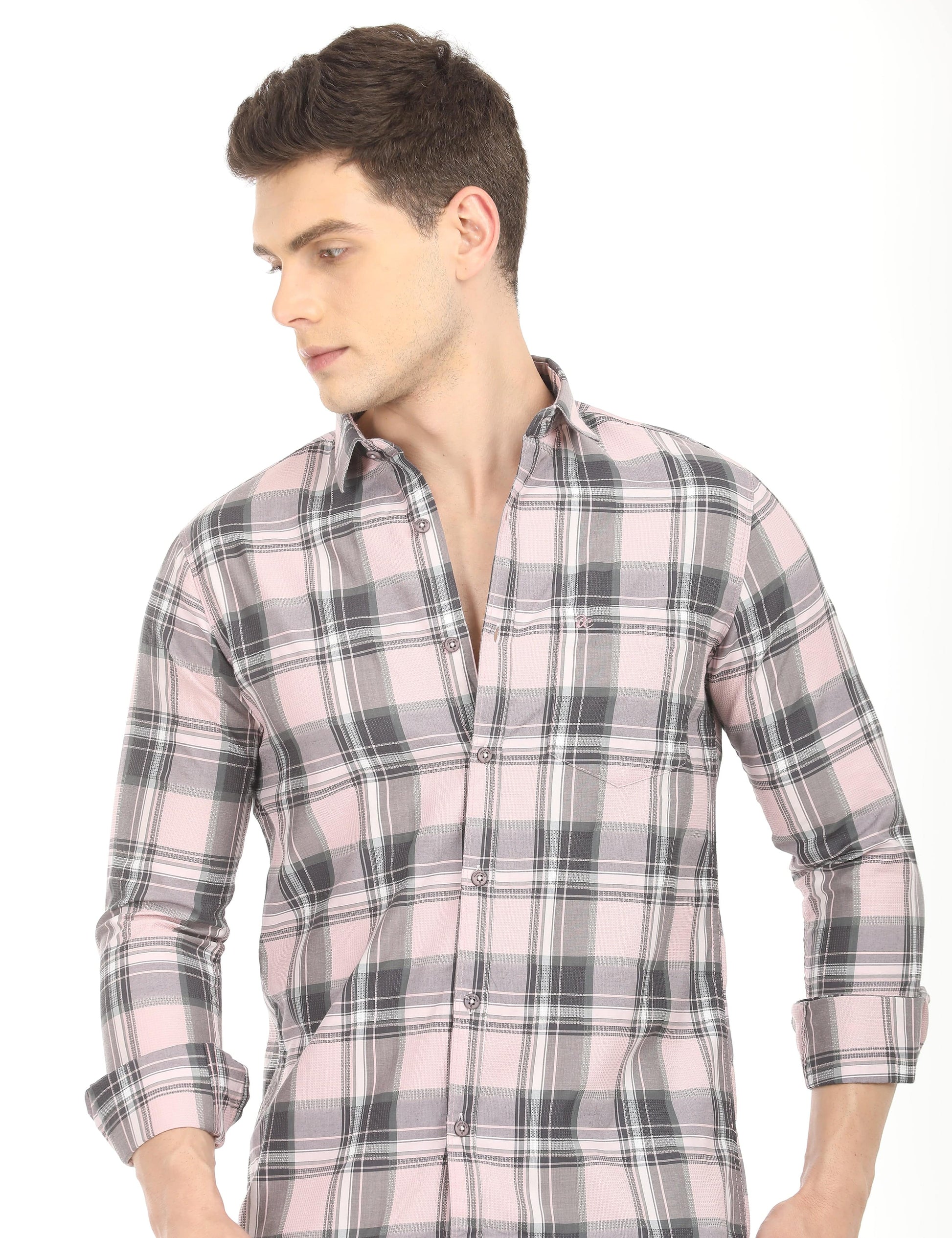 Men's Slim Fit Checks Full Sleeves Casual Shirt