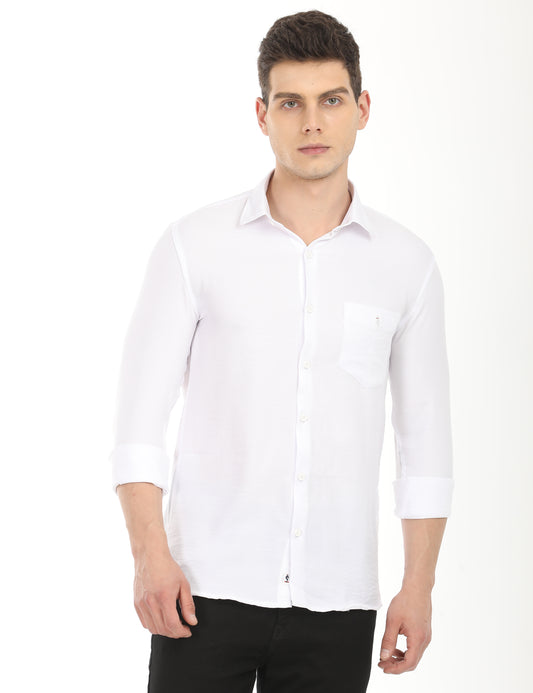 Men's Slim Fit Solid Full Sleeves Causal Shirt