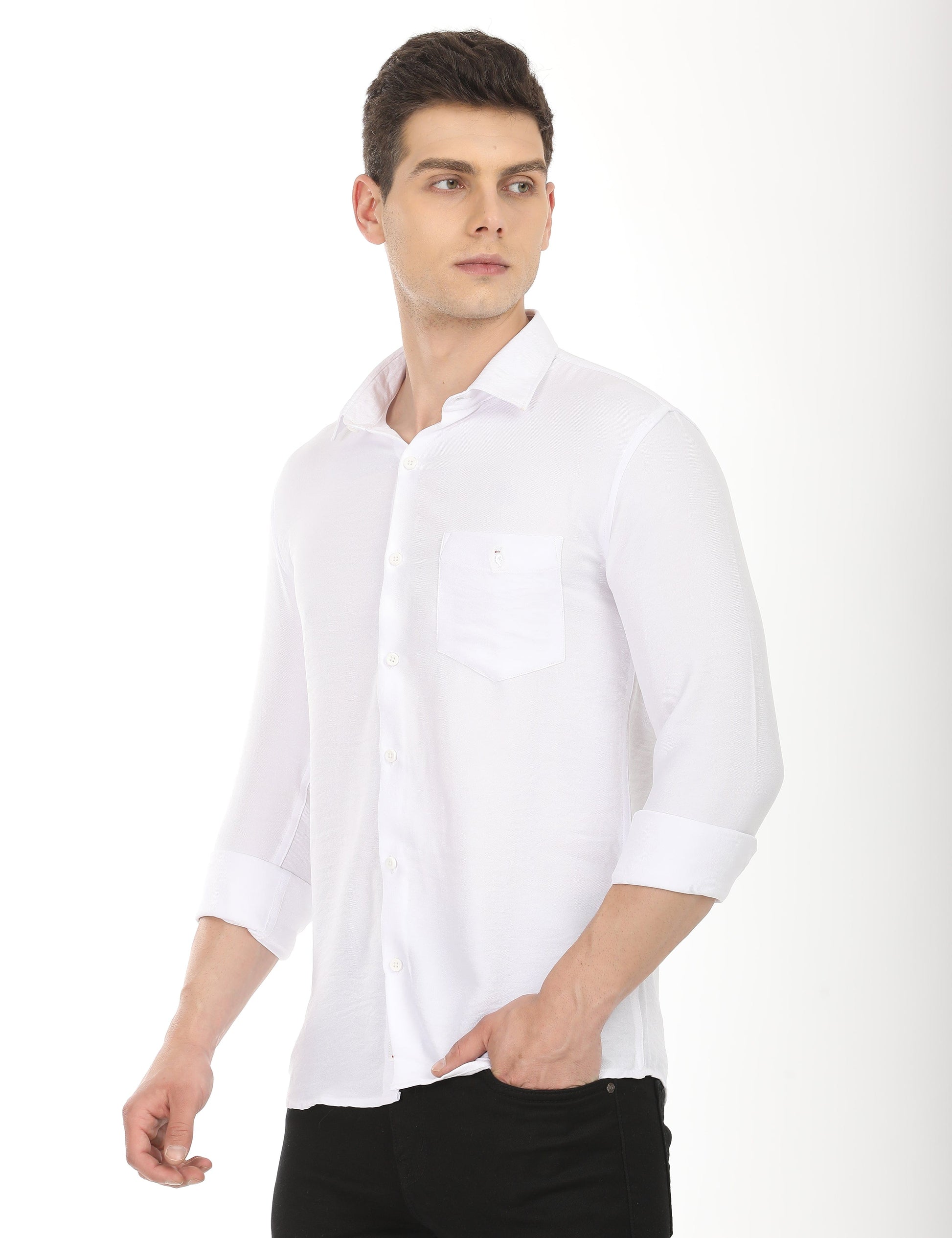 Men's Slim Fit Solid Full Sleeves Casual Shirt