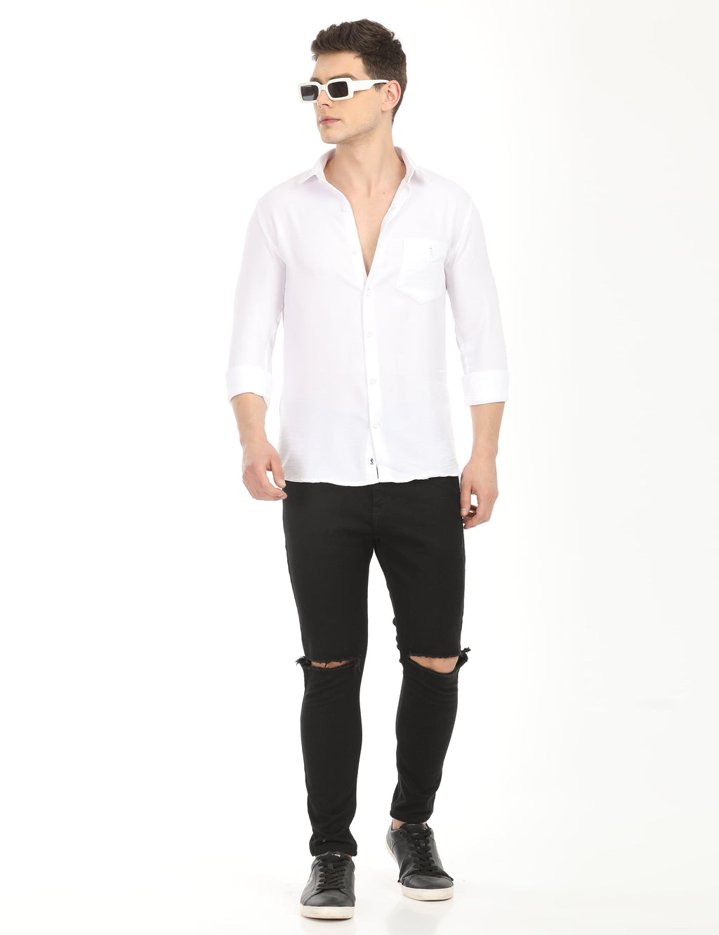 Men's Slim Fit Solid Full Sleeves Casual Shirt