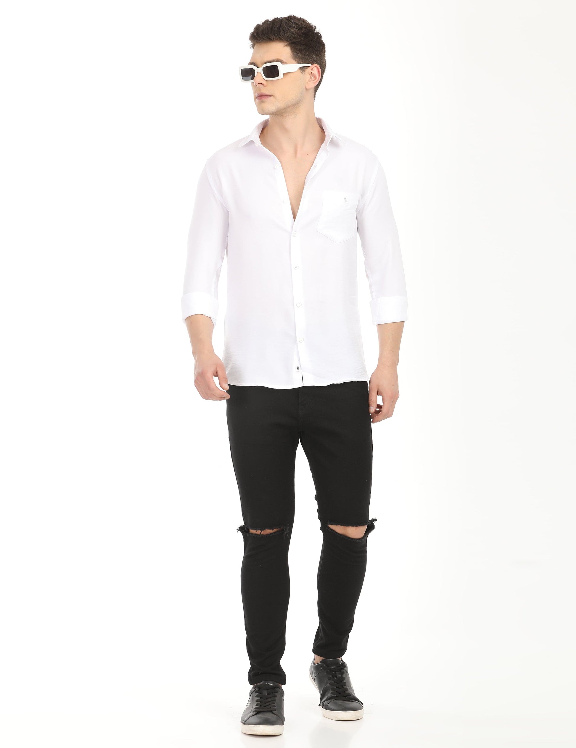 Men's Slim Fit Solid Full Sleeves Casual Shirt