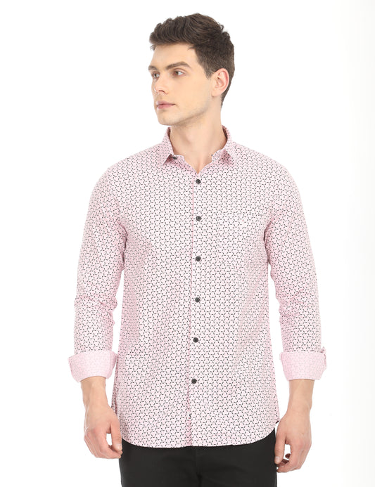 Men's Slim Fit Printed Full Sleeves Causal Shirt