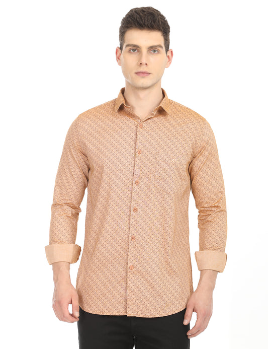 Men's Slim Fit Printed Full Sleeves Causal Shirt
