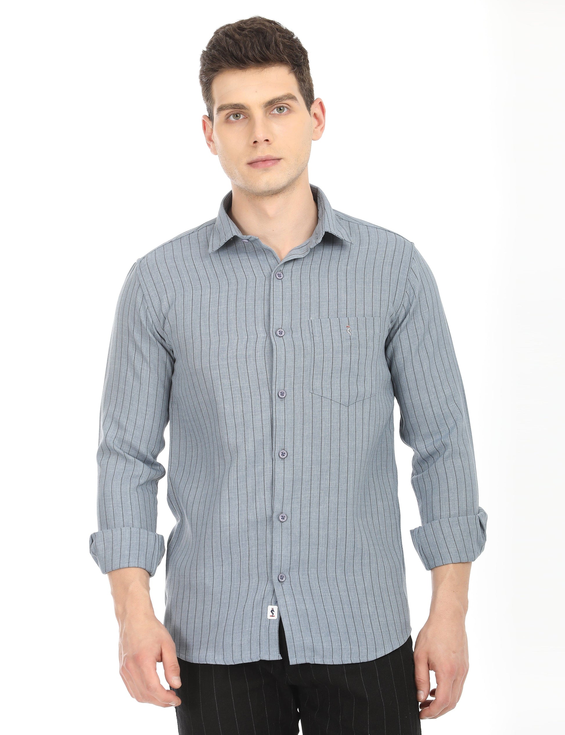 Men's Slim Fit Stripes Full Sleeves Casual Shirt