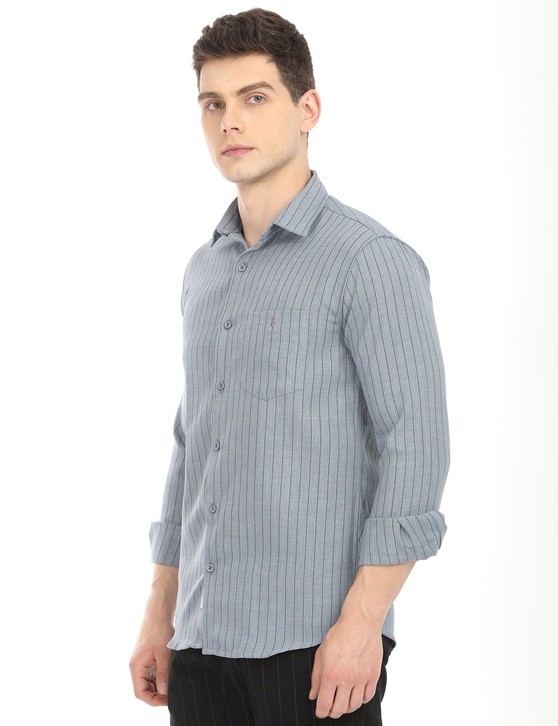 Men's Slim Fit Stripes Full Sleeves Casual Shirt