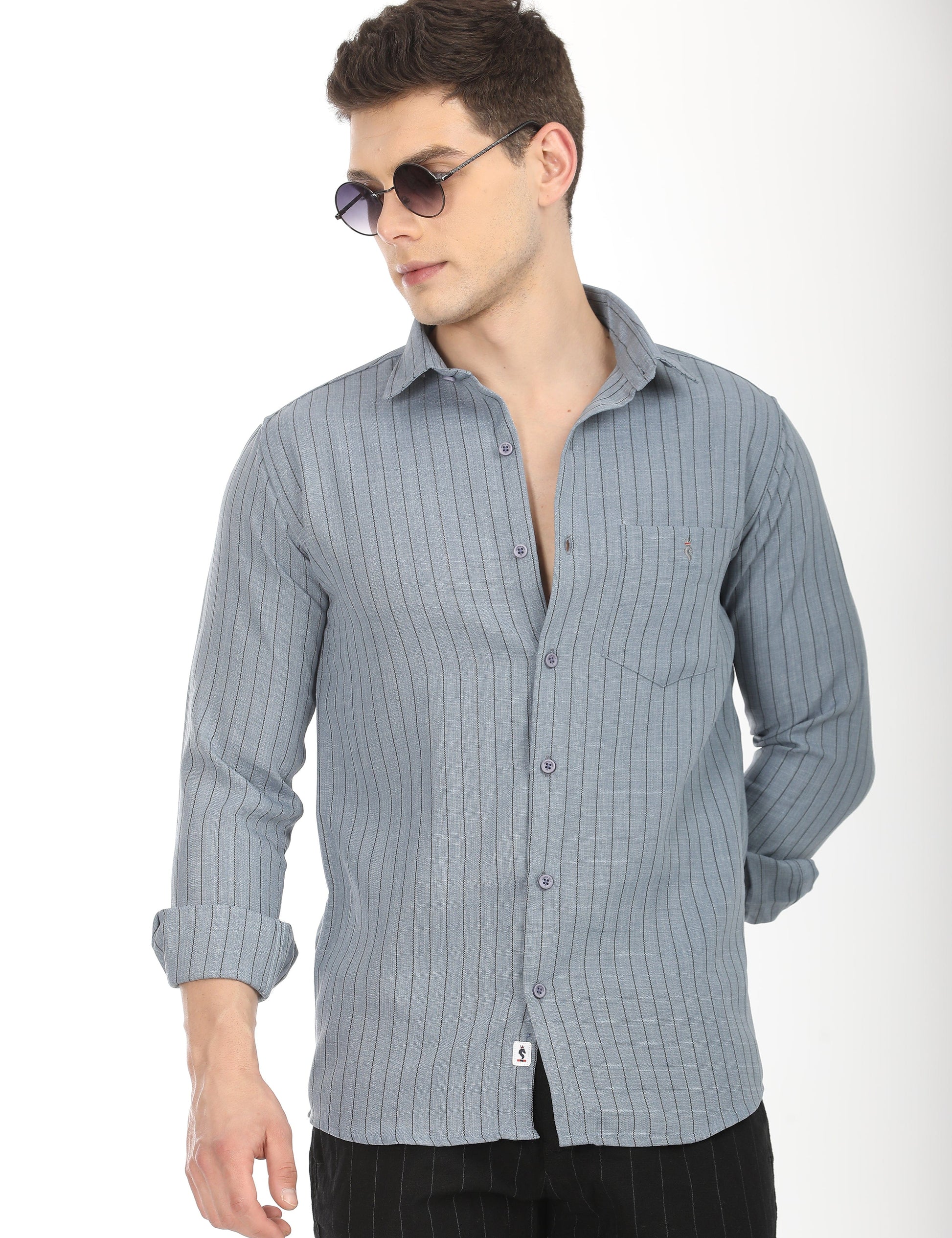 Men's Slim Fit Stripes Full Sleeves Casual Shirt