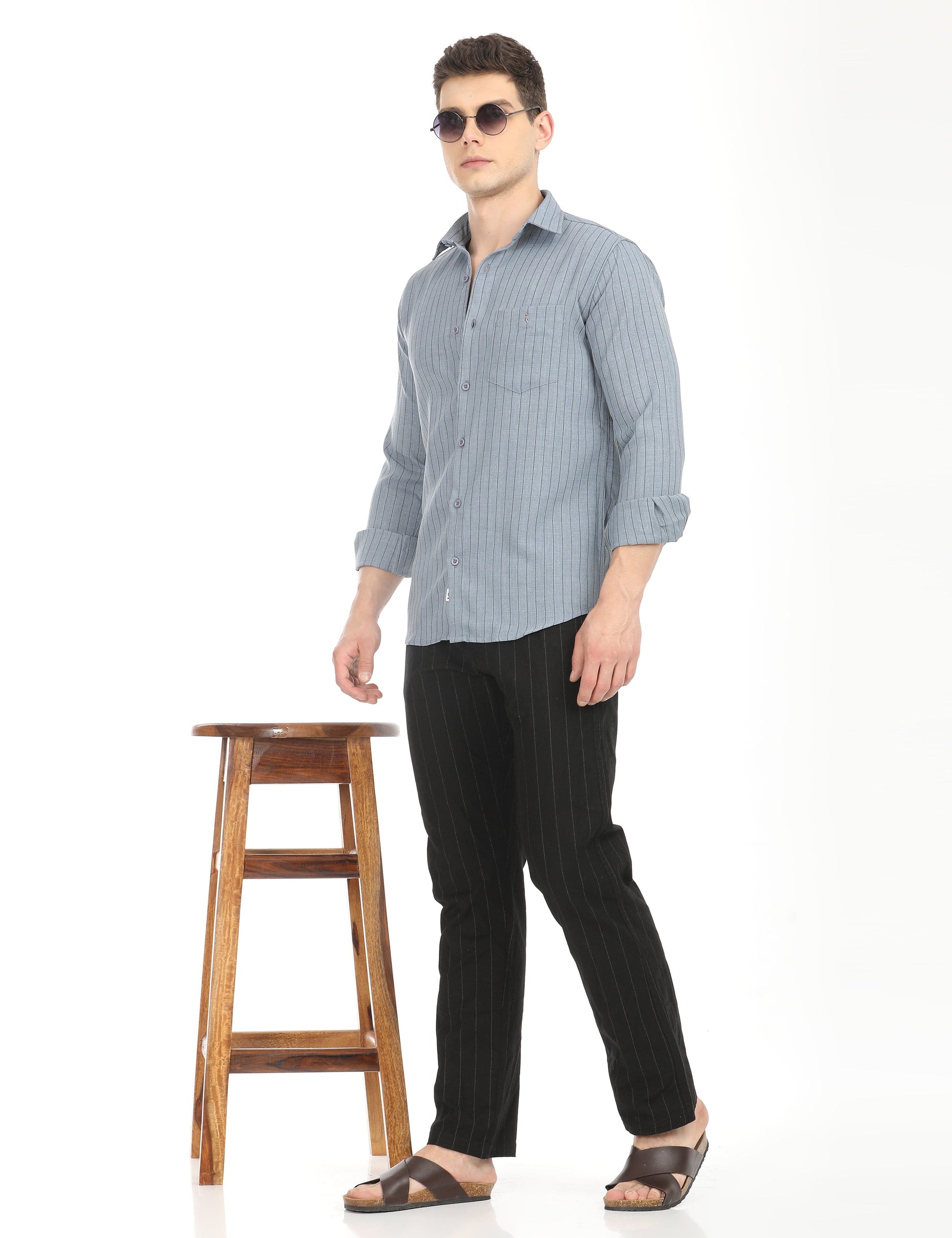 Men's Slim Fit Stripes Full Sleeves Casual Shirt