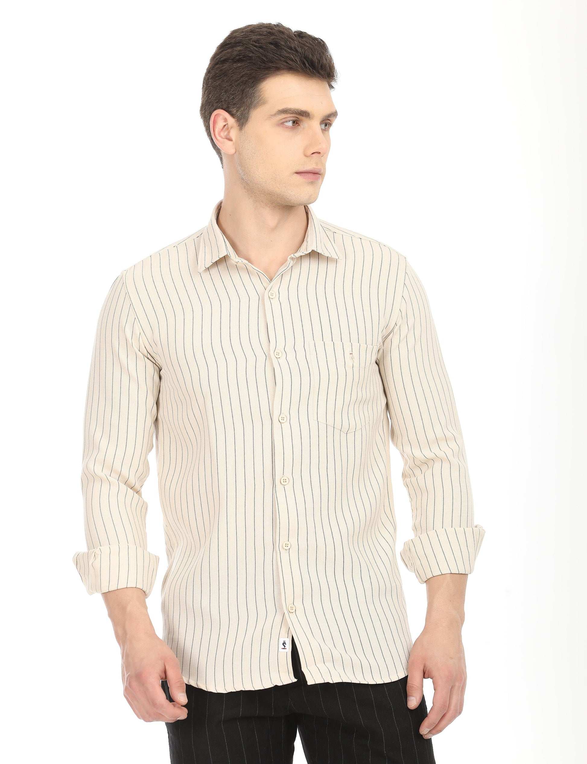Men's Slim Fit Stripes Full Sleeves Casual Shirt