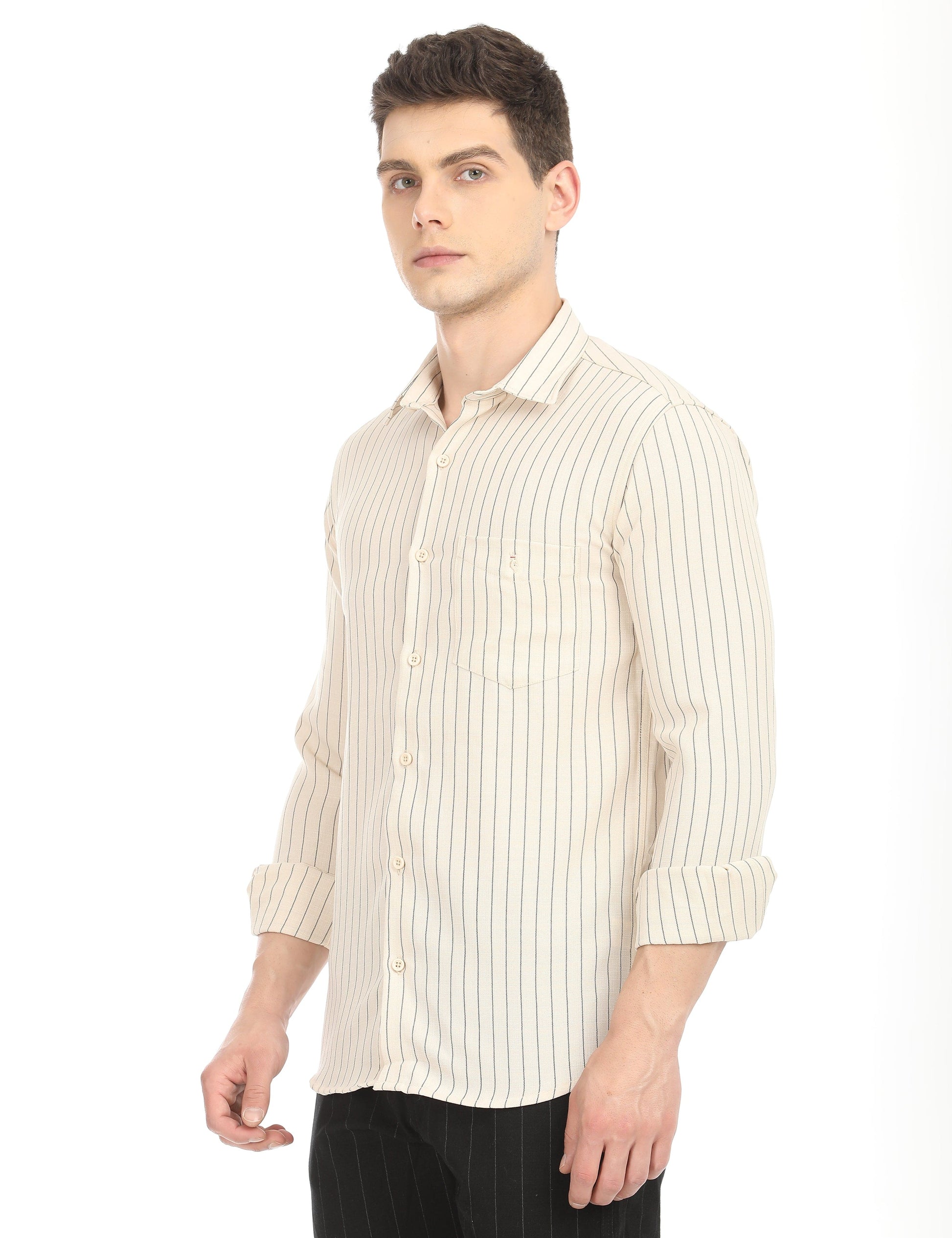 Men's Slim Fit Stripes Full Sleeves Casual Shirt