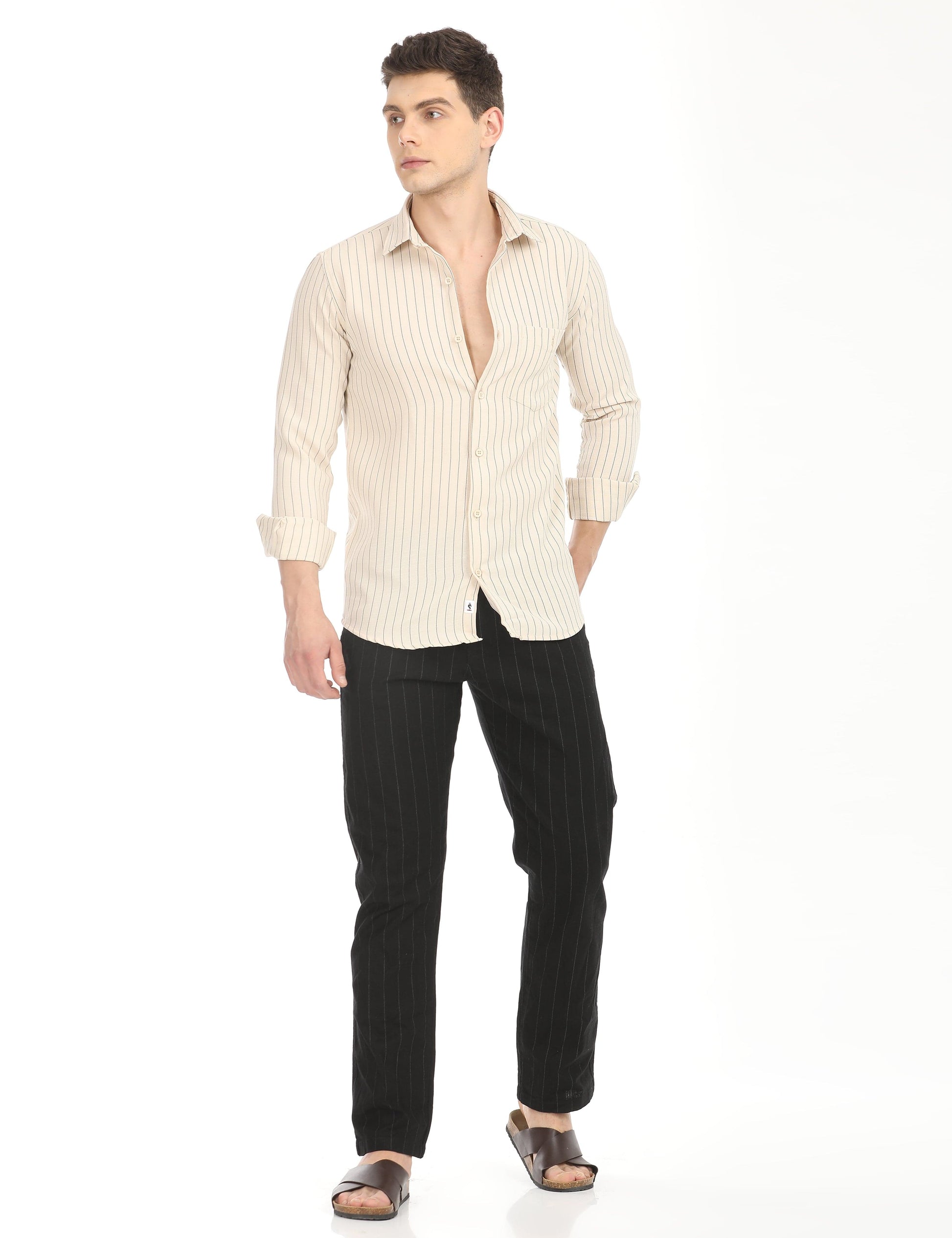 Men's Slim Fit Stripes Full Sleeves Casual Shirt