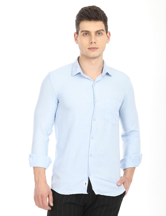 Men's Slim Fit Solid Full Sleeves Causal Shirt