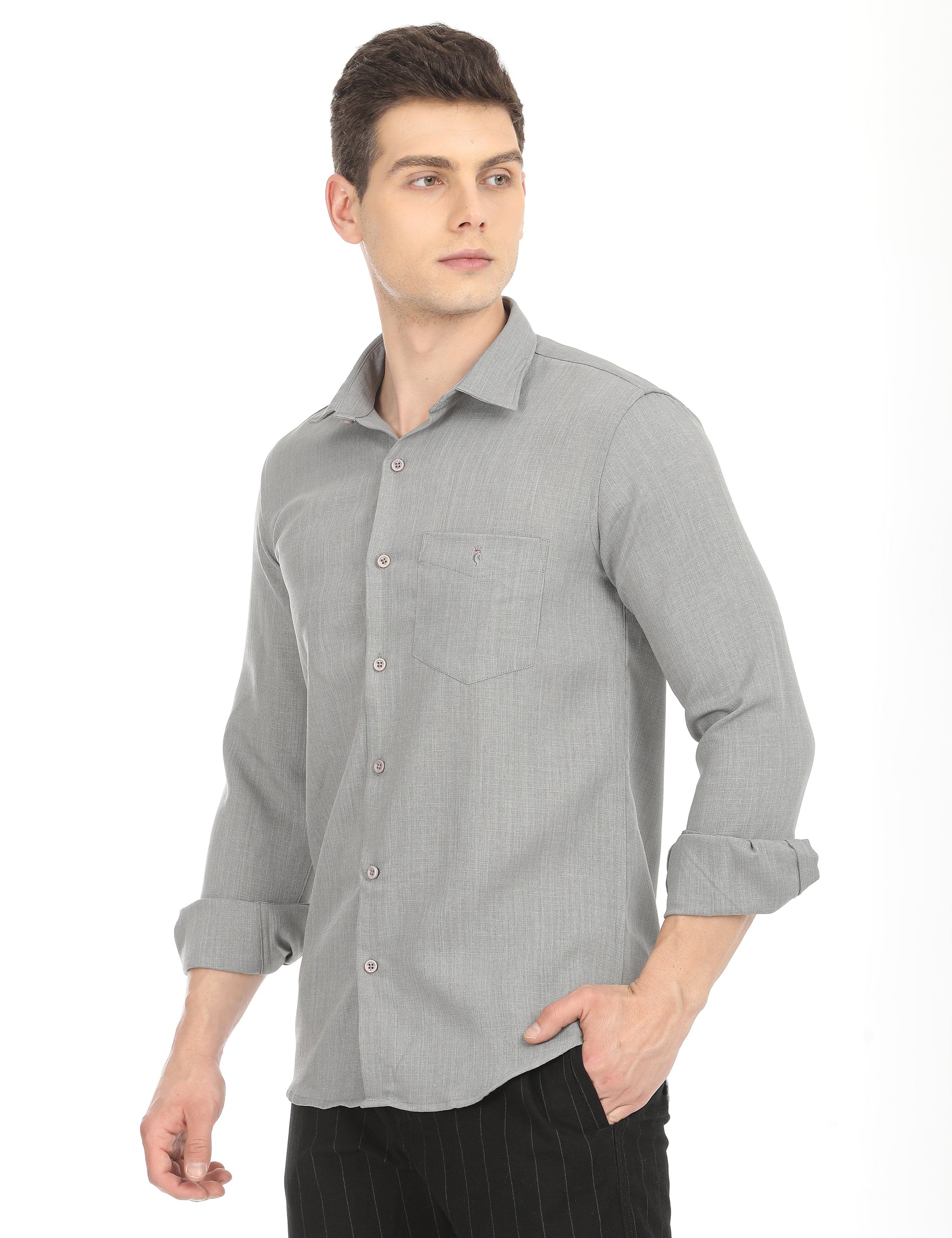 Men's Slim Fit Solid Full Sleeves Casual Shirt