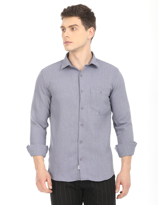 Men's Slim Fit Solid Full Sleeves Causal Shirt