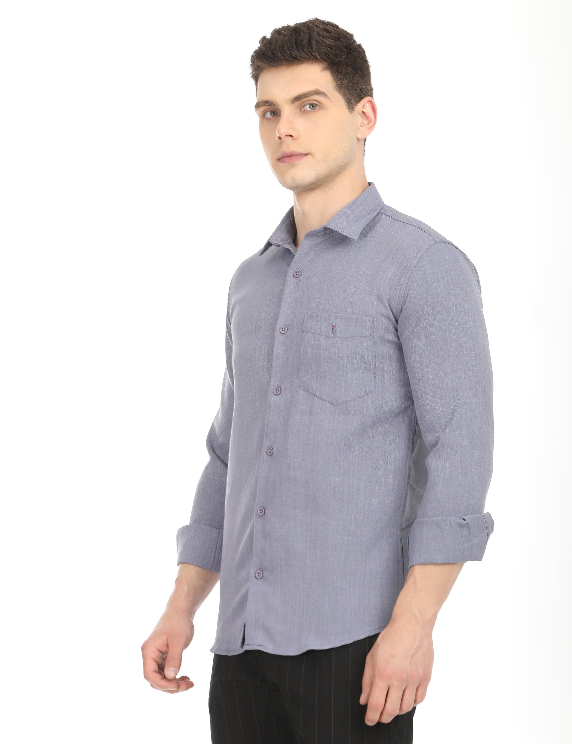 Men's Slim Fit Solid Full Sleeves Casual Shirt