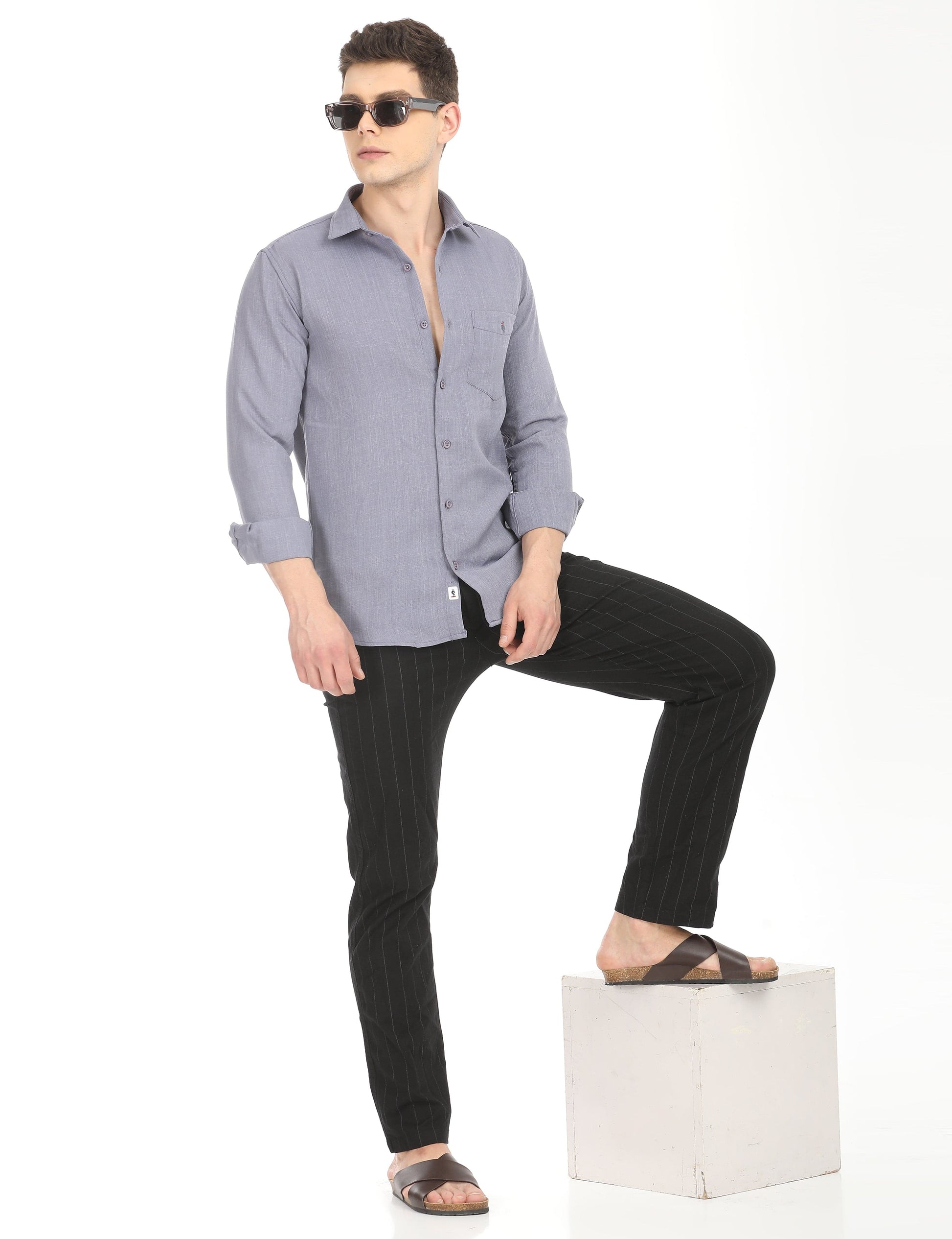 Men's Slim Fit Solid Full Sleeves Casual Shirt