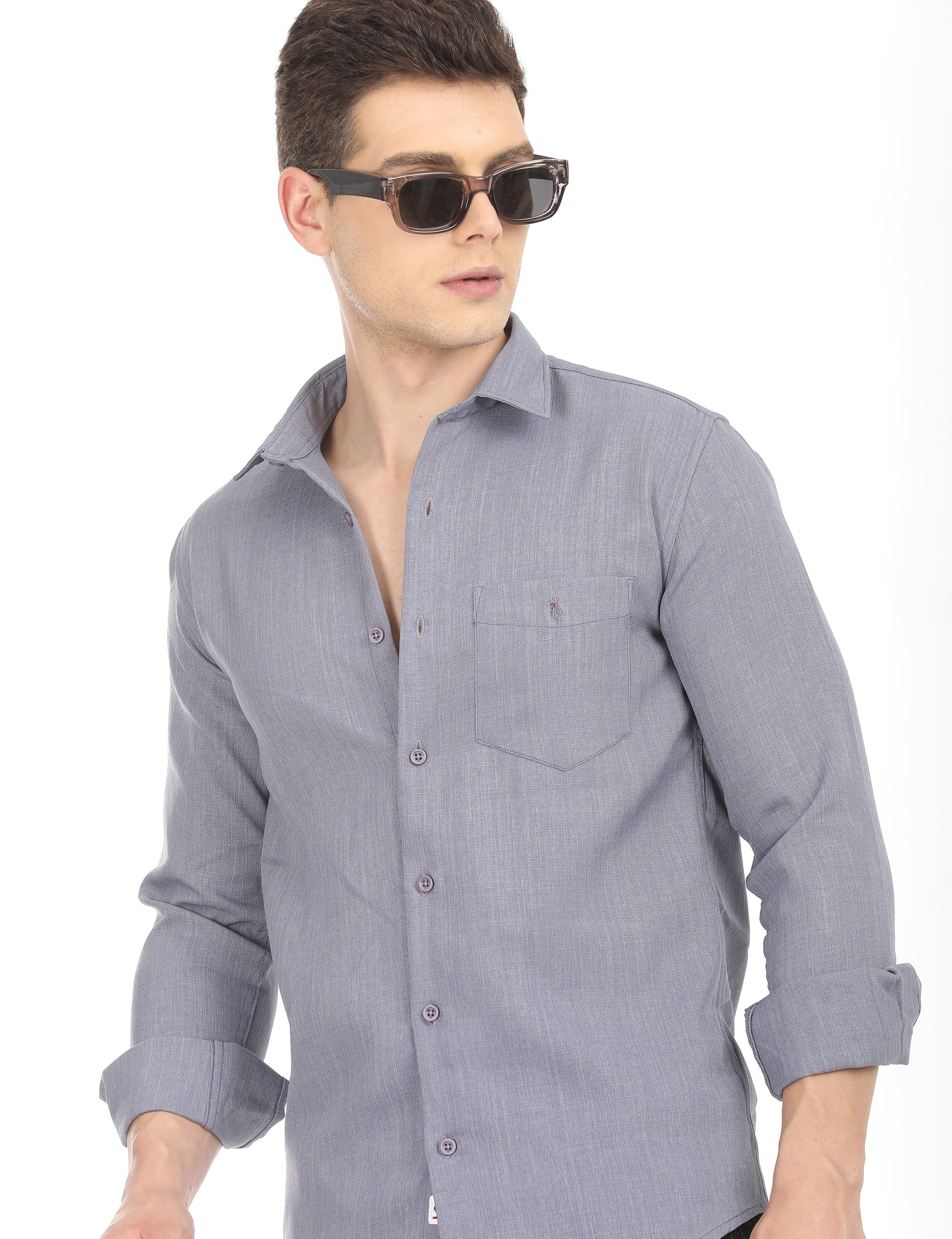 Men's Slim Fit Solid Full Sleeves Casual Shirt