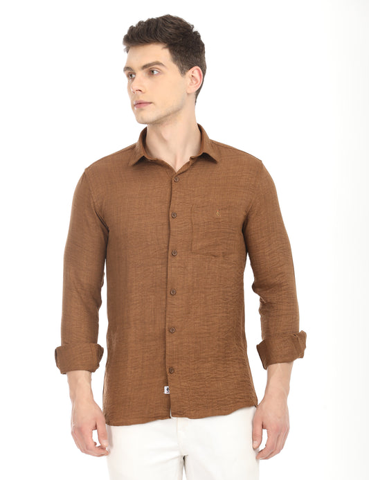 Men's Slim Fit Solid Full Sleeves Causal Shirt